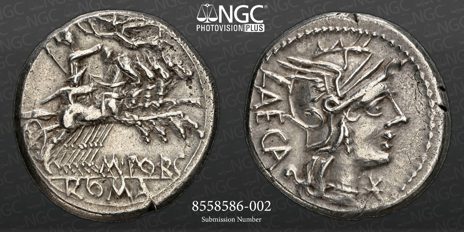 Roman Republic M. Porcius Laeca NGC Ch XF 5/5 3/5 - STUNNING ROMAN COIN 74