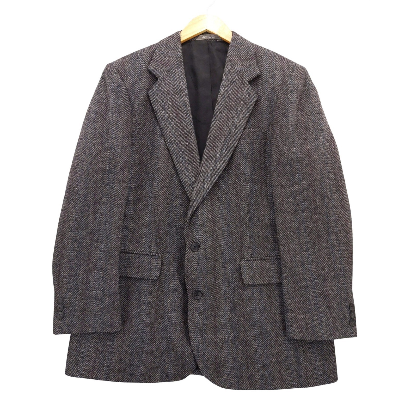 vtg Imperial by Haggar Mens Blazer 42 Wool Tweed Herringbone Classic Sport Coat