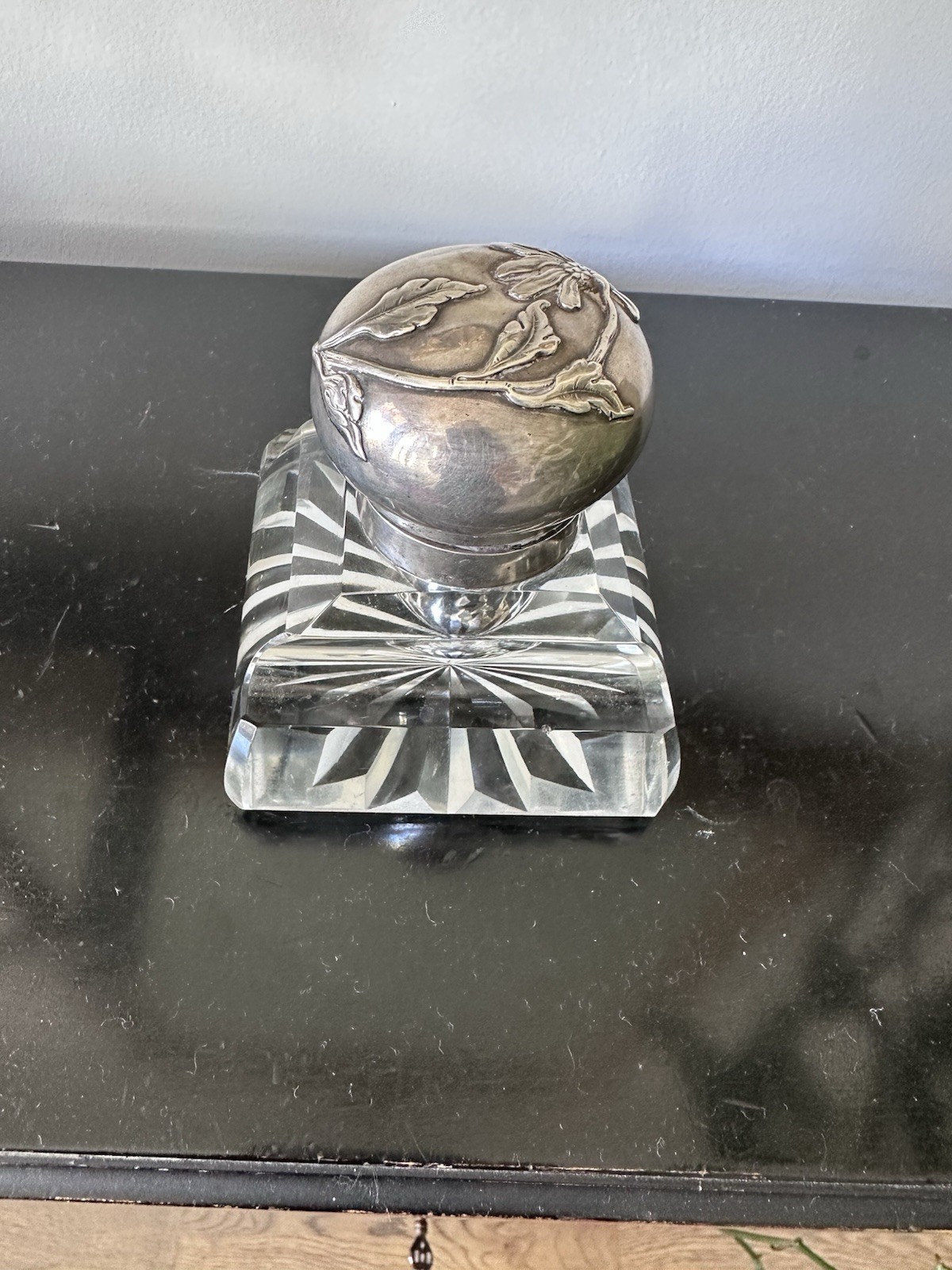 Imperial Russian Silver and Crystal Inkwell