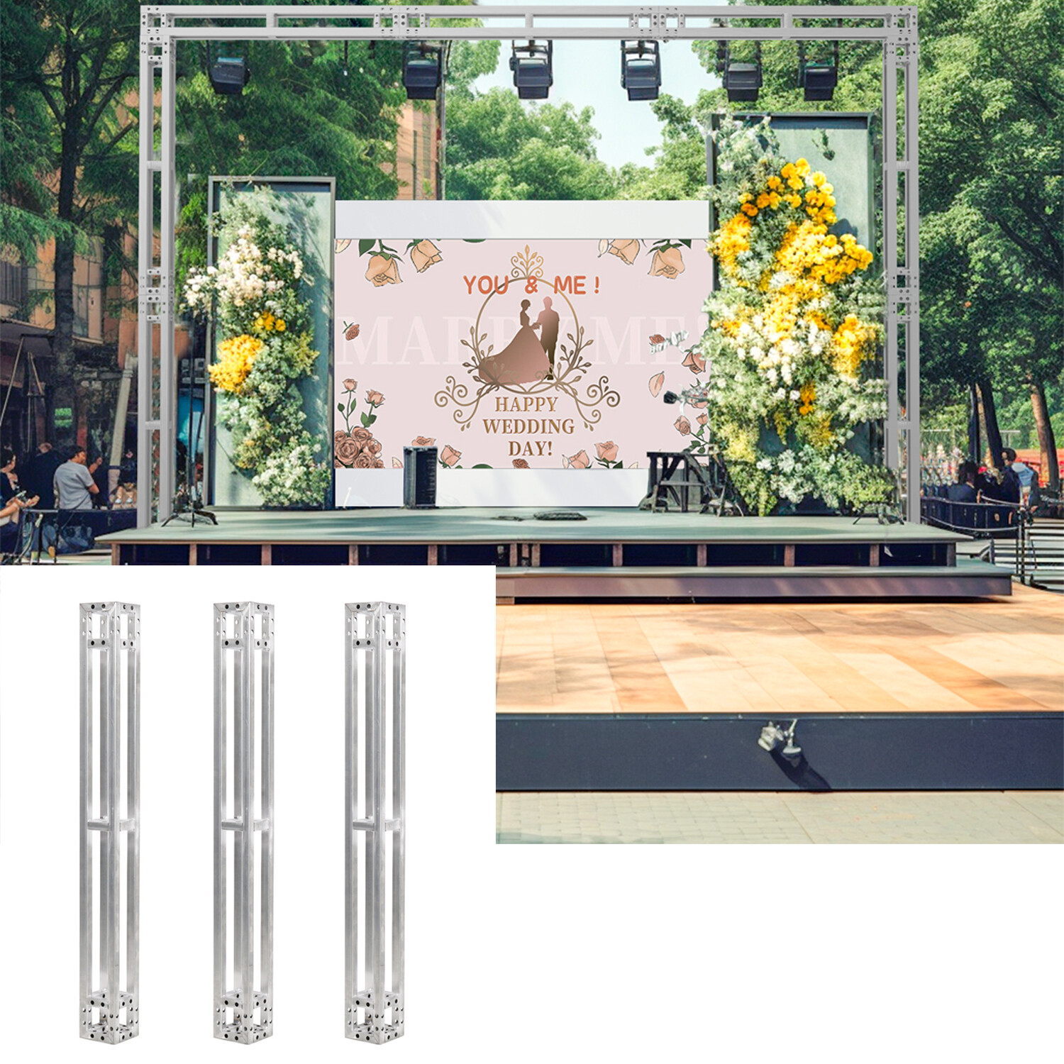 3-15pcs Straight Square Aluminum Truss Segment Wedding Ceremony for DJ Lighting