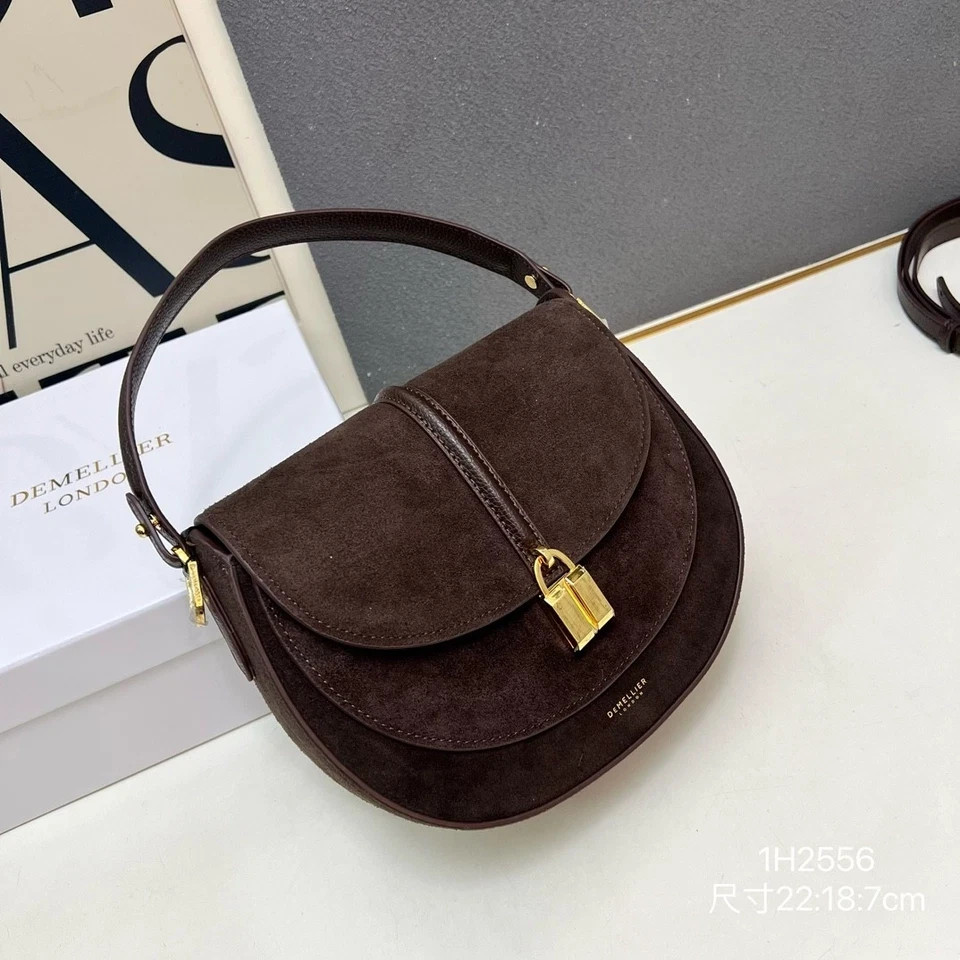 DeMellier The Siena Suede Leather Saddle Bag Brown Crossbody Handbag 💕 DeMellier The Siena Suede Leather Saddle Bag Brown Crossbody Handbag 💕
