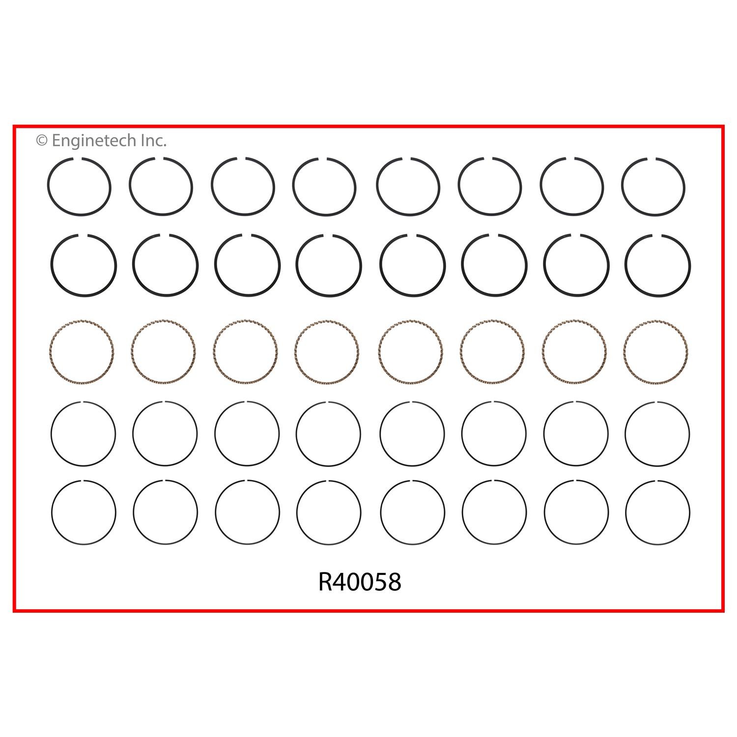 Enginetech R40058-STD Engine Cast Iron Piston Ring Complete Set for Domestic and