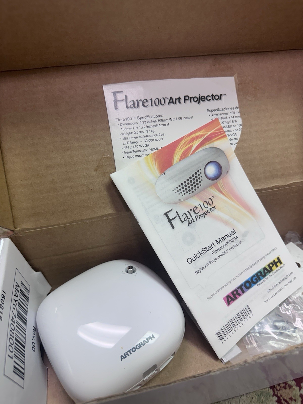 Artograph Flare 100 Digital Art Projector Model 225-100 Full Kit Cased Manual