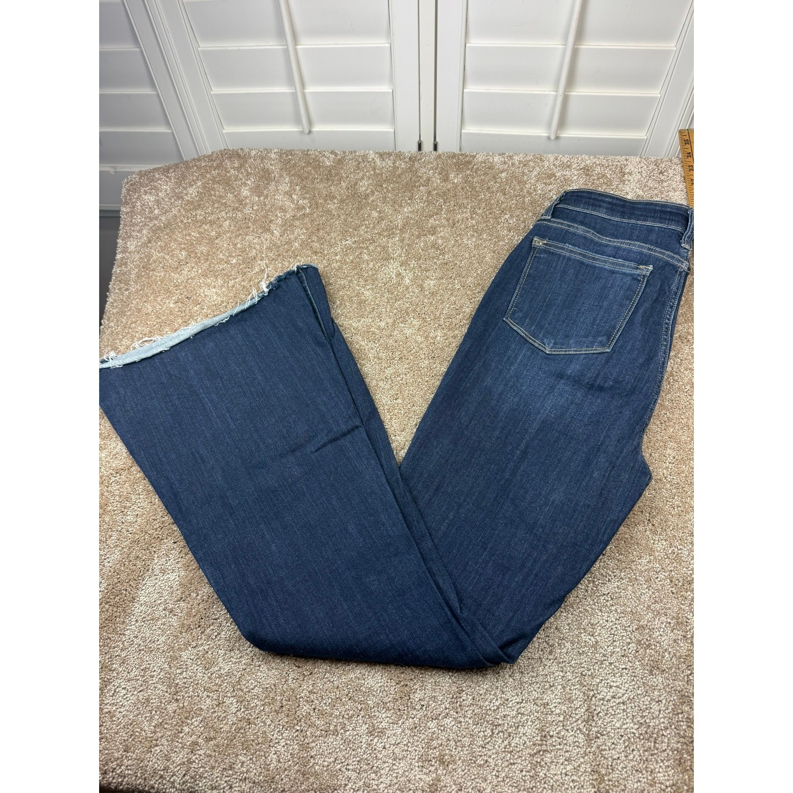 Judy Blue Flare Jeans Dark Wash Raw Hem High Rise JB82343DK Womens 9 29