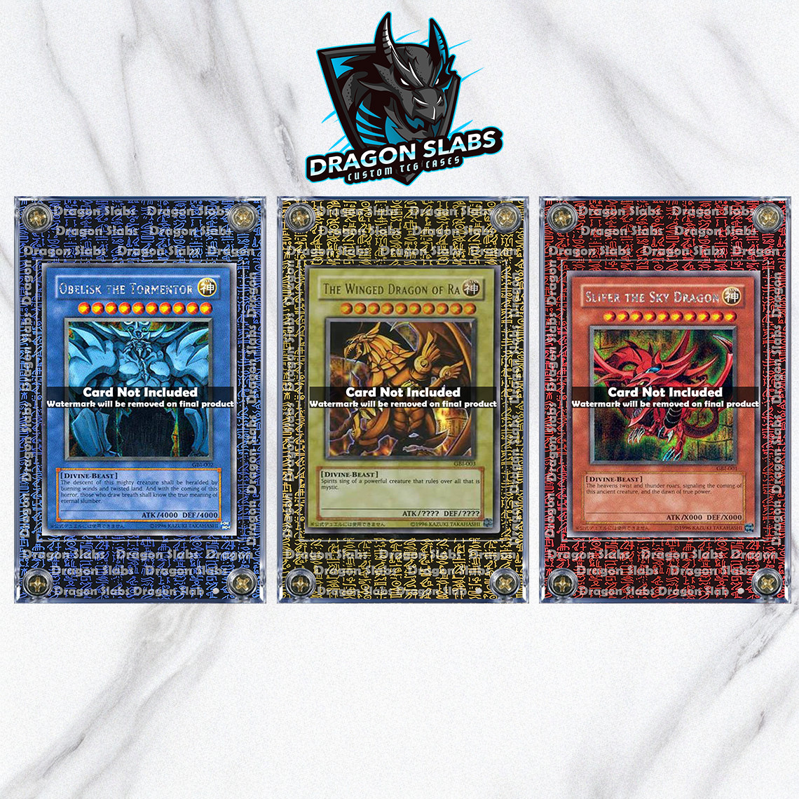 X3 Yugioh Prismatic Hyrogliphics Egyptian Gods Case Slabs - Ra, Slifer, Obelisk