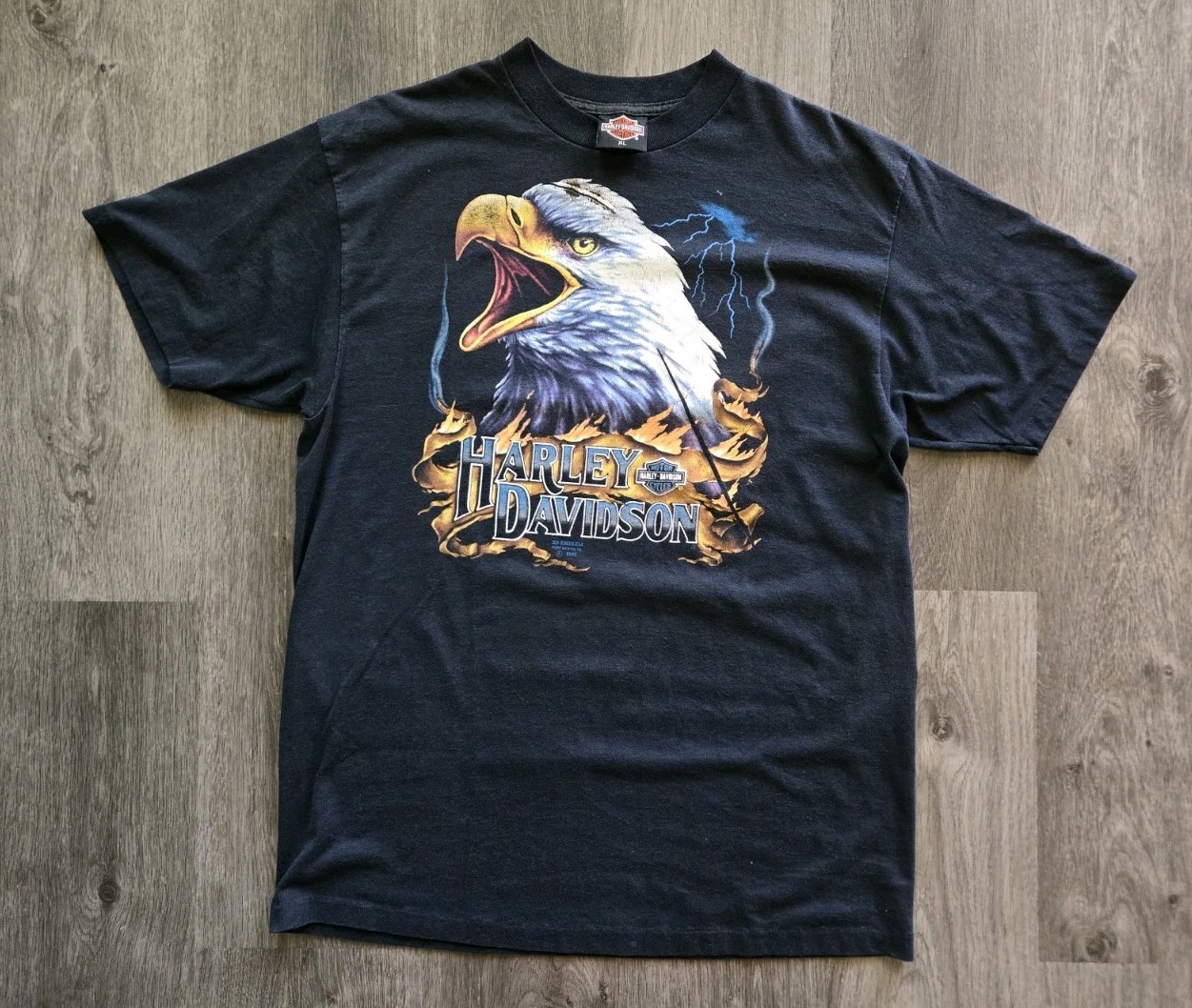 VTG 1996 Harley Davidson 3D Emblem Eagle T Shirt XL Daytona Bike Week 1992 Black