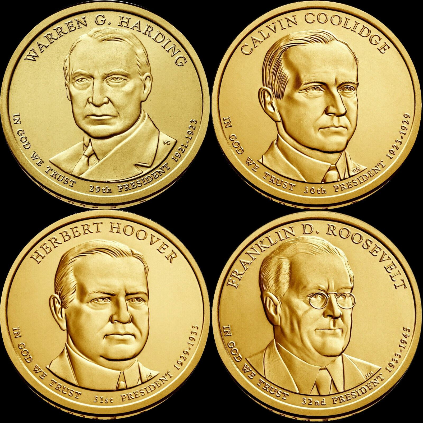 2014 PRESIDENTIAL DOLLAR COMPLETE FULL 4 coin SET BRILLIANT UNCIRCULATED BU