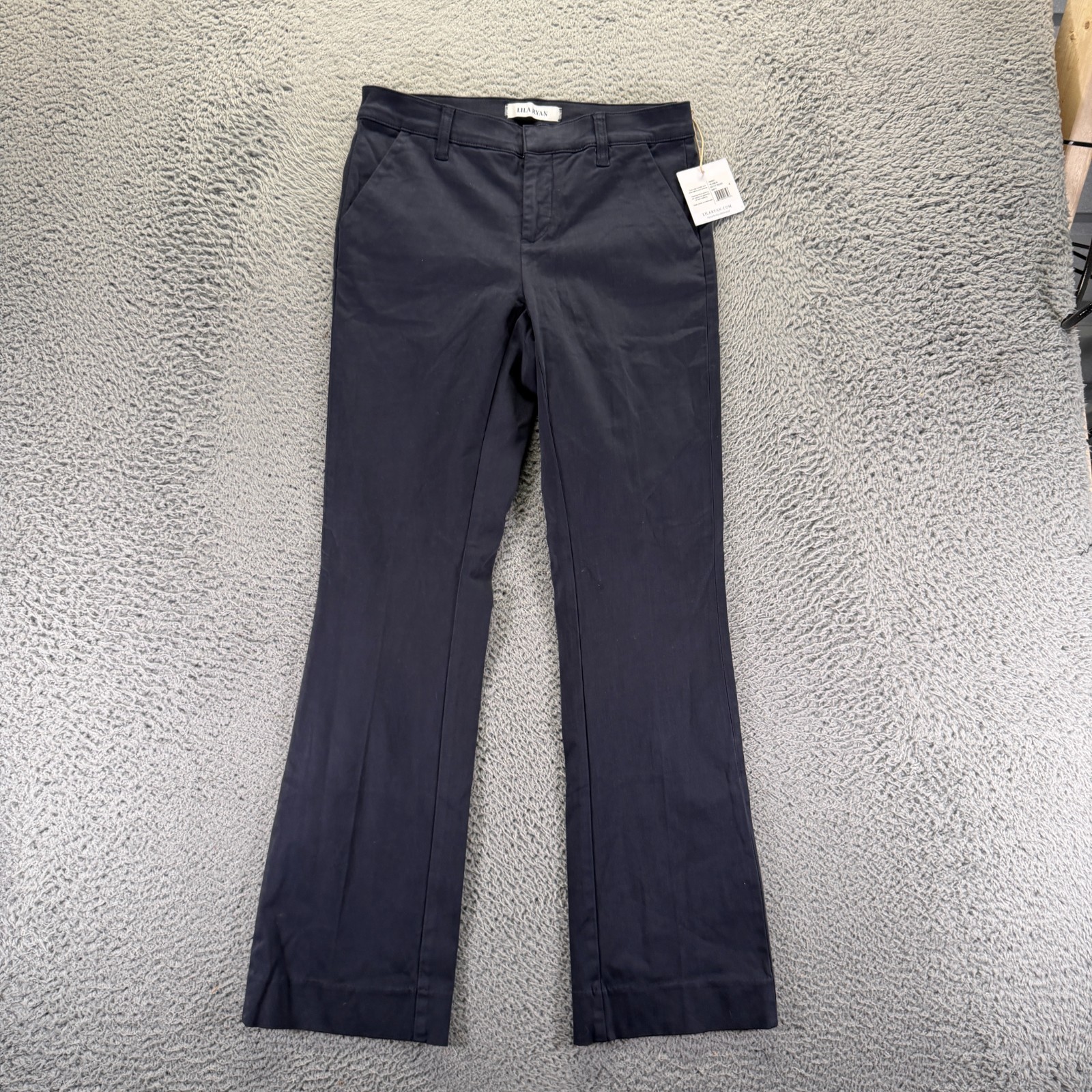 Lila Ryan Pant Womens 4 Blue Cotton Chino Flared Business Preppy Office Stretch