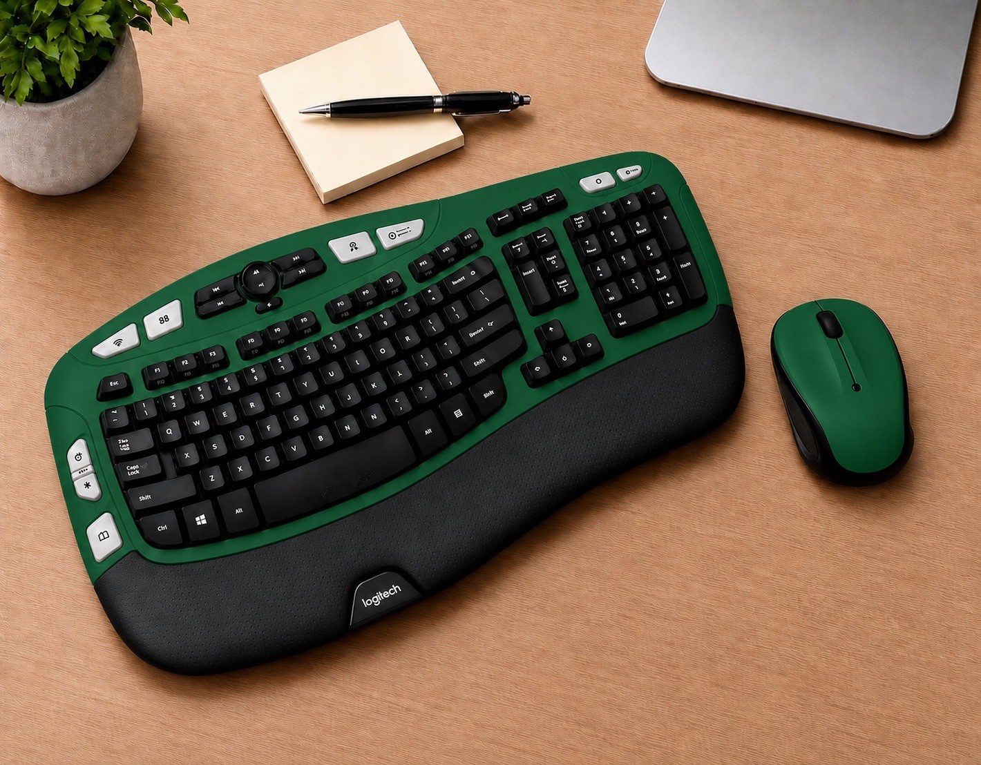 Logitech Green Comfort Wave K350 Wireless Keyboard Ergonomic M315 Combo USB