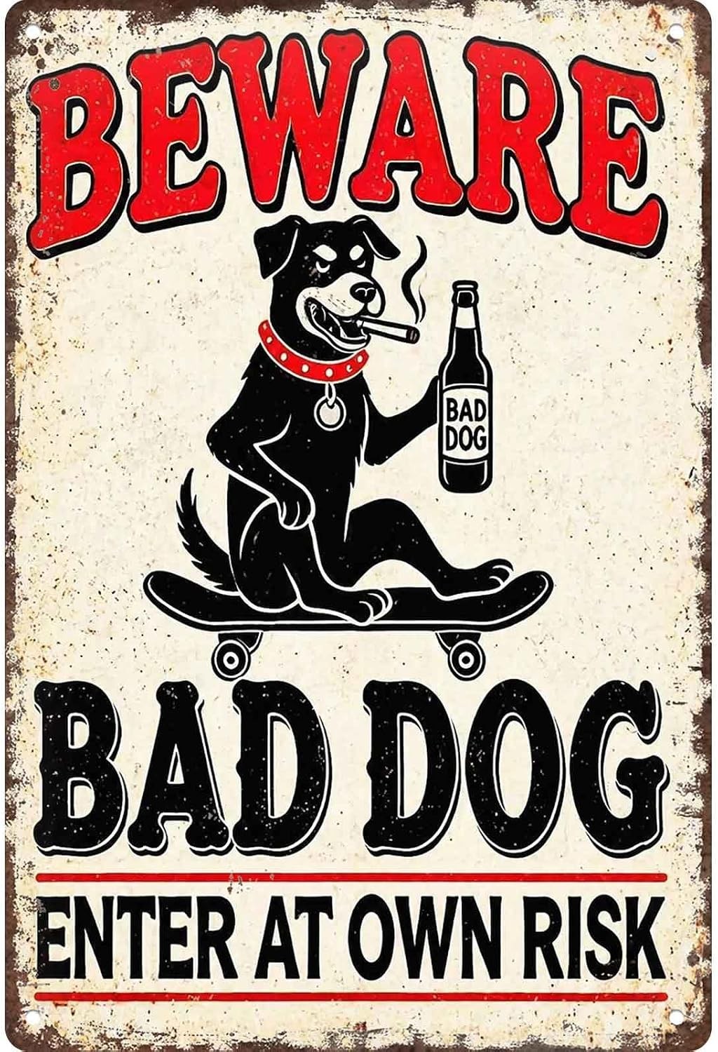 Beware Bad Dog Enter At Own Risk Warning Tin Metal Signs Home Décor 8x12