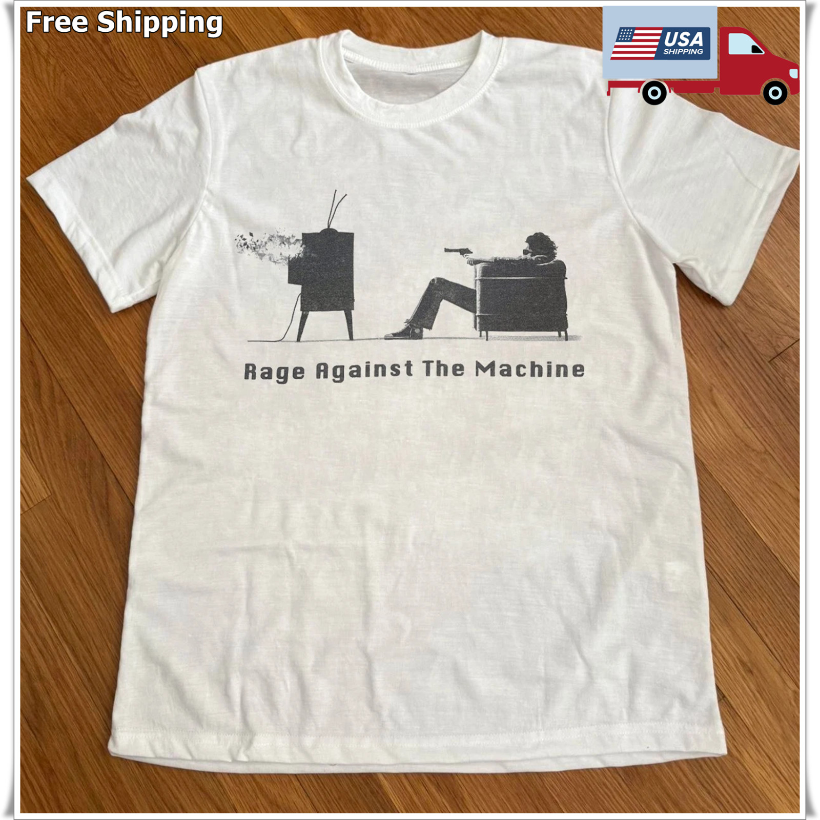 Rage Against The Machine Rock Band Graphic T-Shirt White S-5XL
