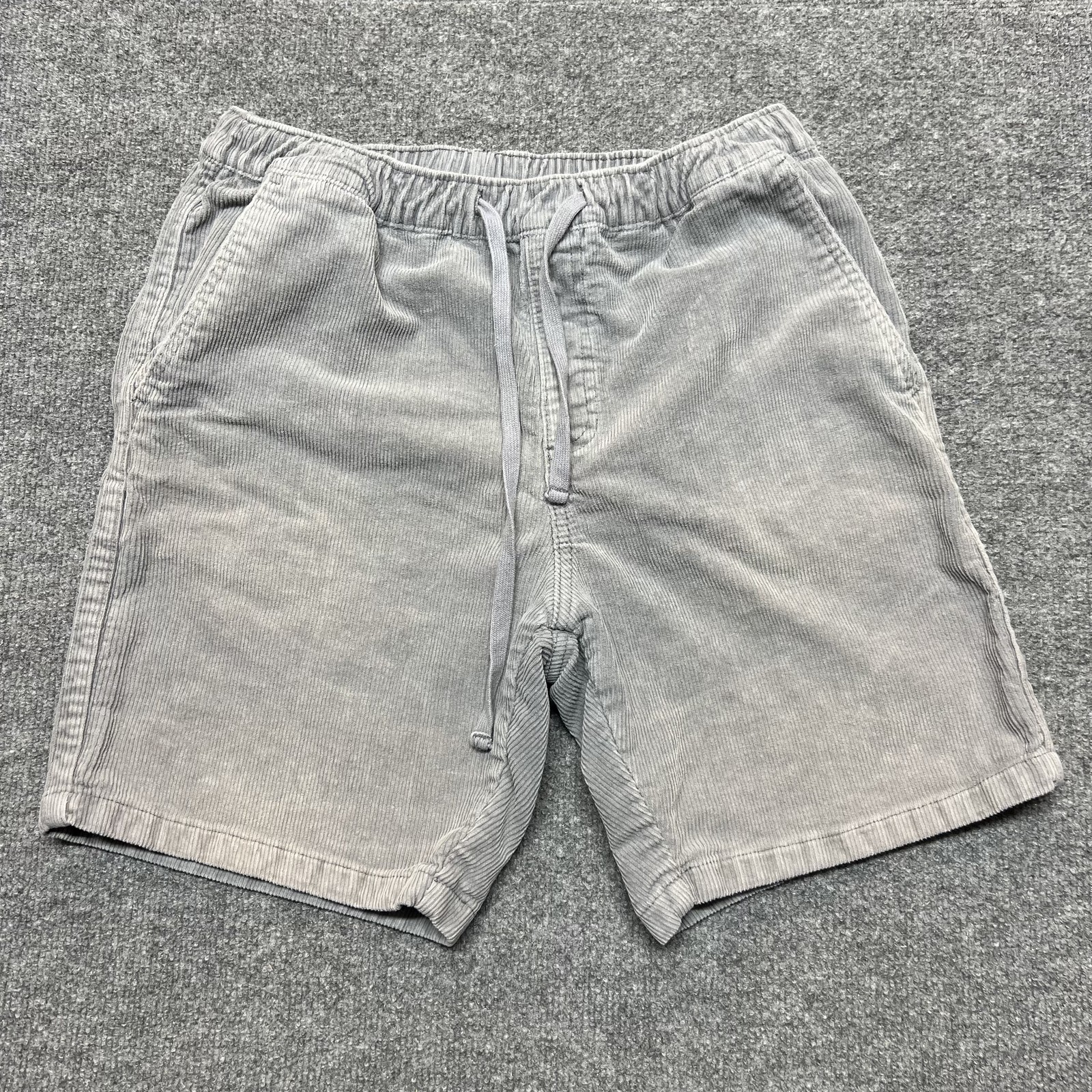Katin Shorts Mens M Gray Corduroy Chino Elastic Waist 7 Inch Inseam Casual