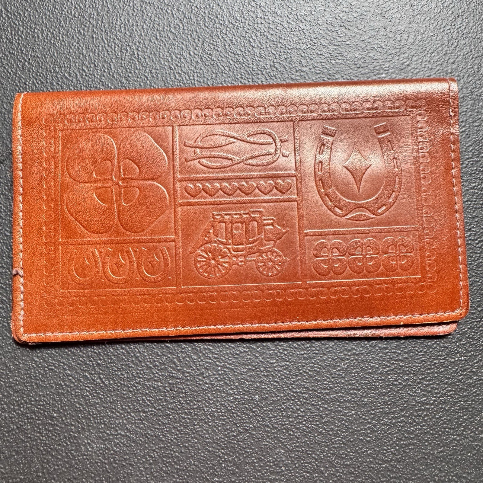 1970s Wells Fargo Leather Banknote Checkbook Wallet Stagecoach Advertising Promo