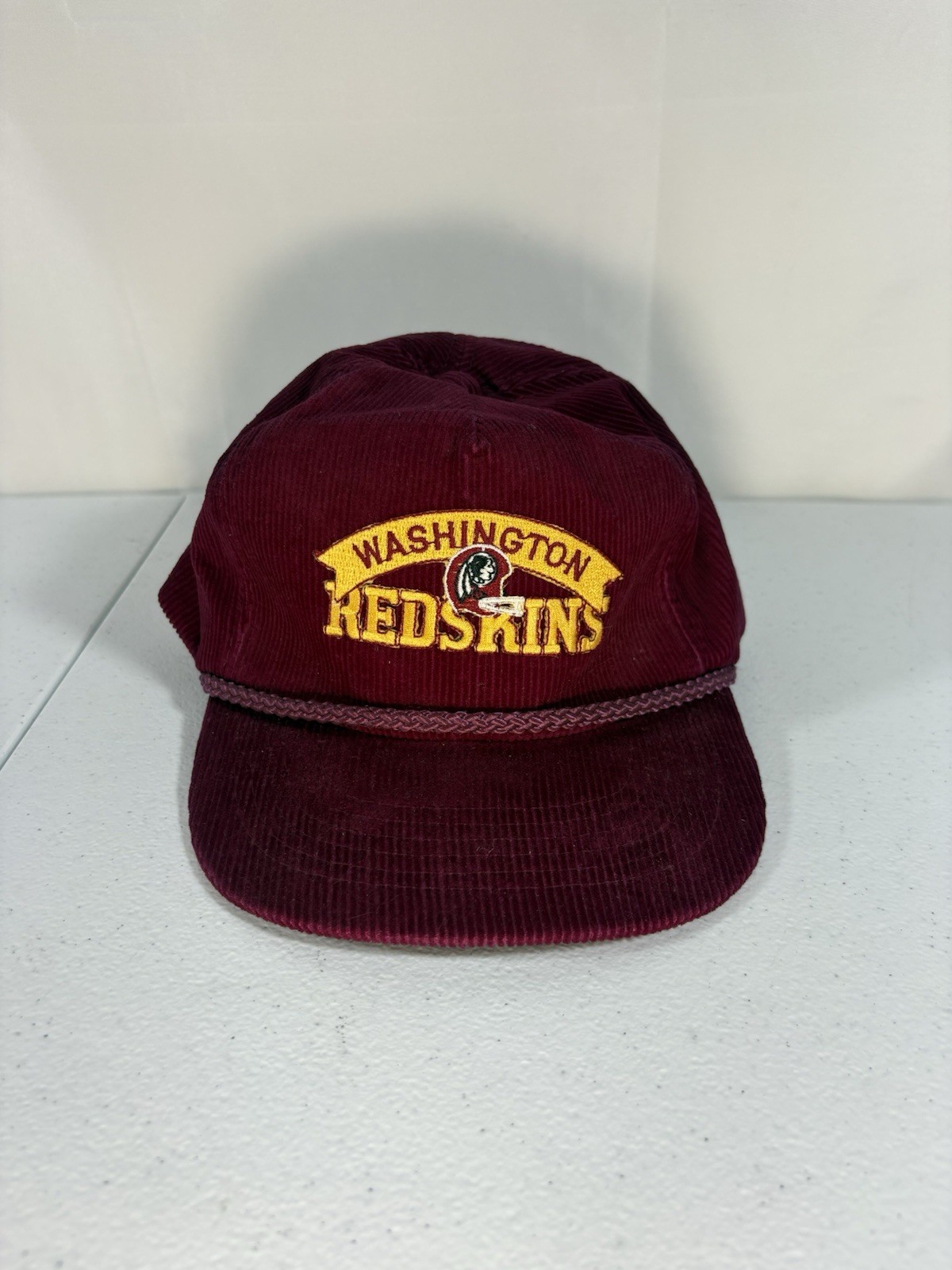 Vintage AmaPro Washington Redskins Corduroy Rope Strapback Hat Korea Rare