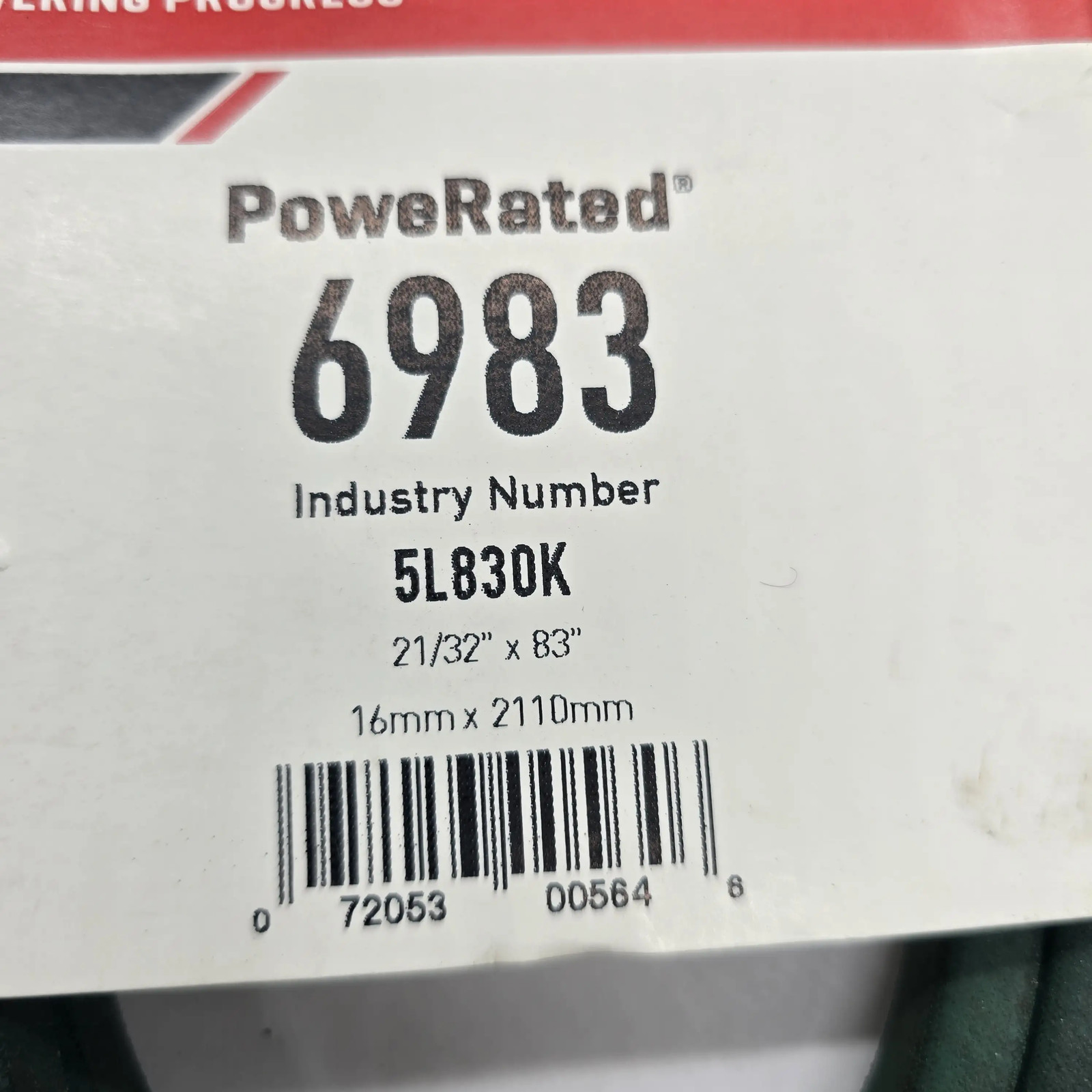 Gates PoweRated Green Aramid Belt 6983 5L830k 21/32 X 83\ Gates PoweRated Green Aramid Belt 6983 5L830k 21/32 X 83\