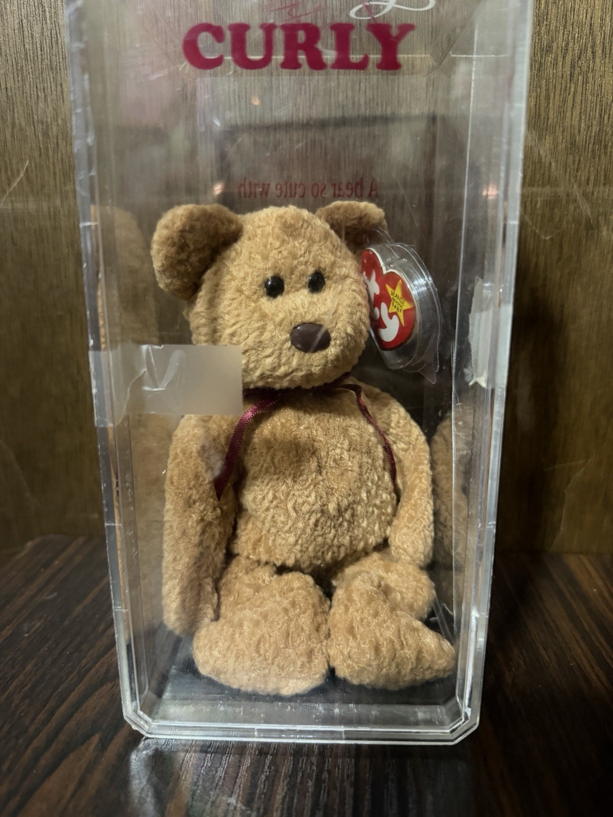 Ty Beanie Babies Curly Teddy Bear Plush Retired Vintage 1996 DOB Tag Case