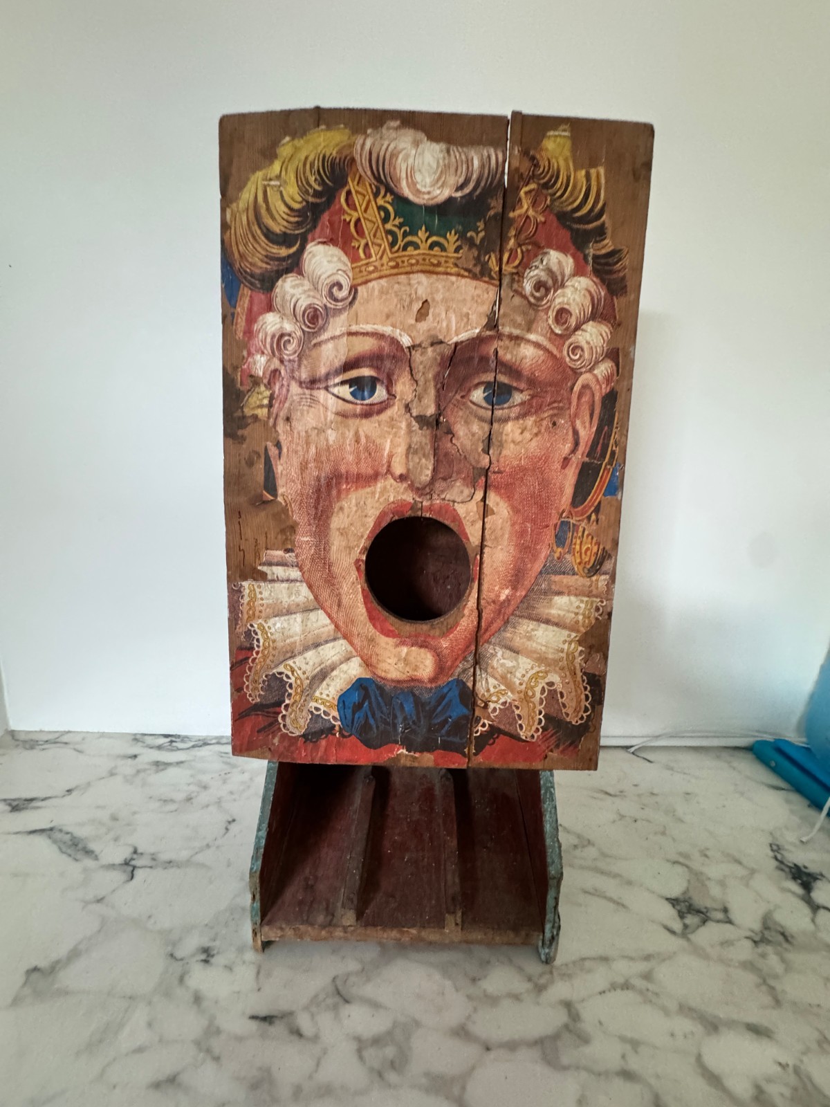 Beautiful 19th century fairground art ball passing game.