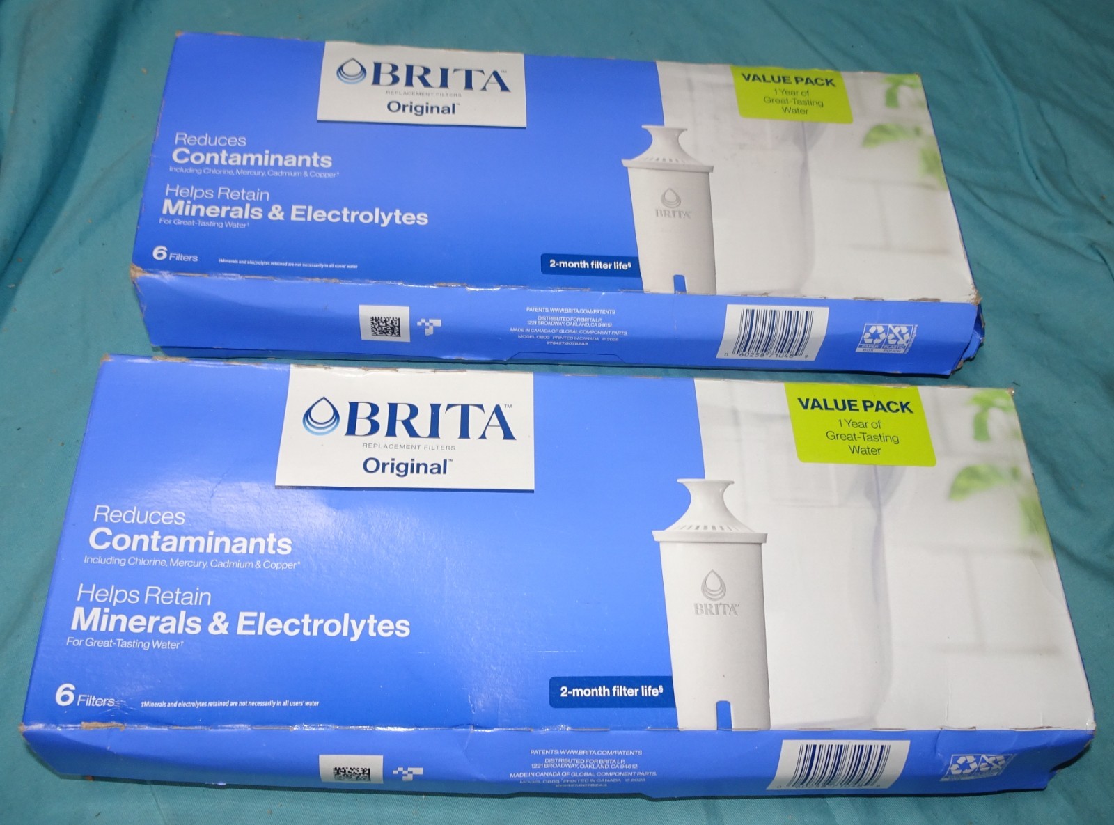 12 FILTERS 2 BOXES OF 6 = Brita Water Filter for Pitchers and Dispensers = OB03