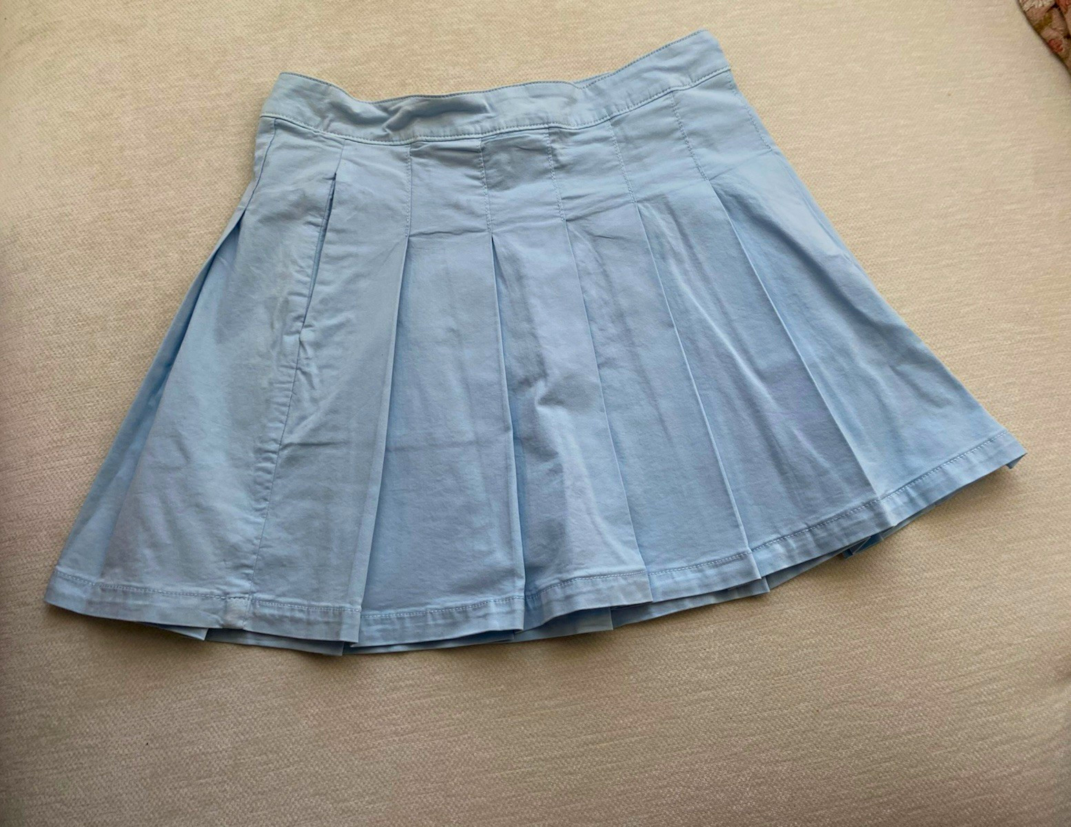 American Eagle Women’s Blue Solid Pleated Short Skirt Zip Size 6 Regular
