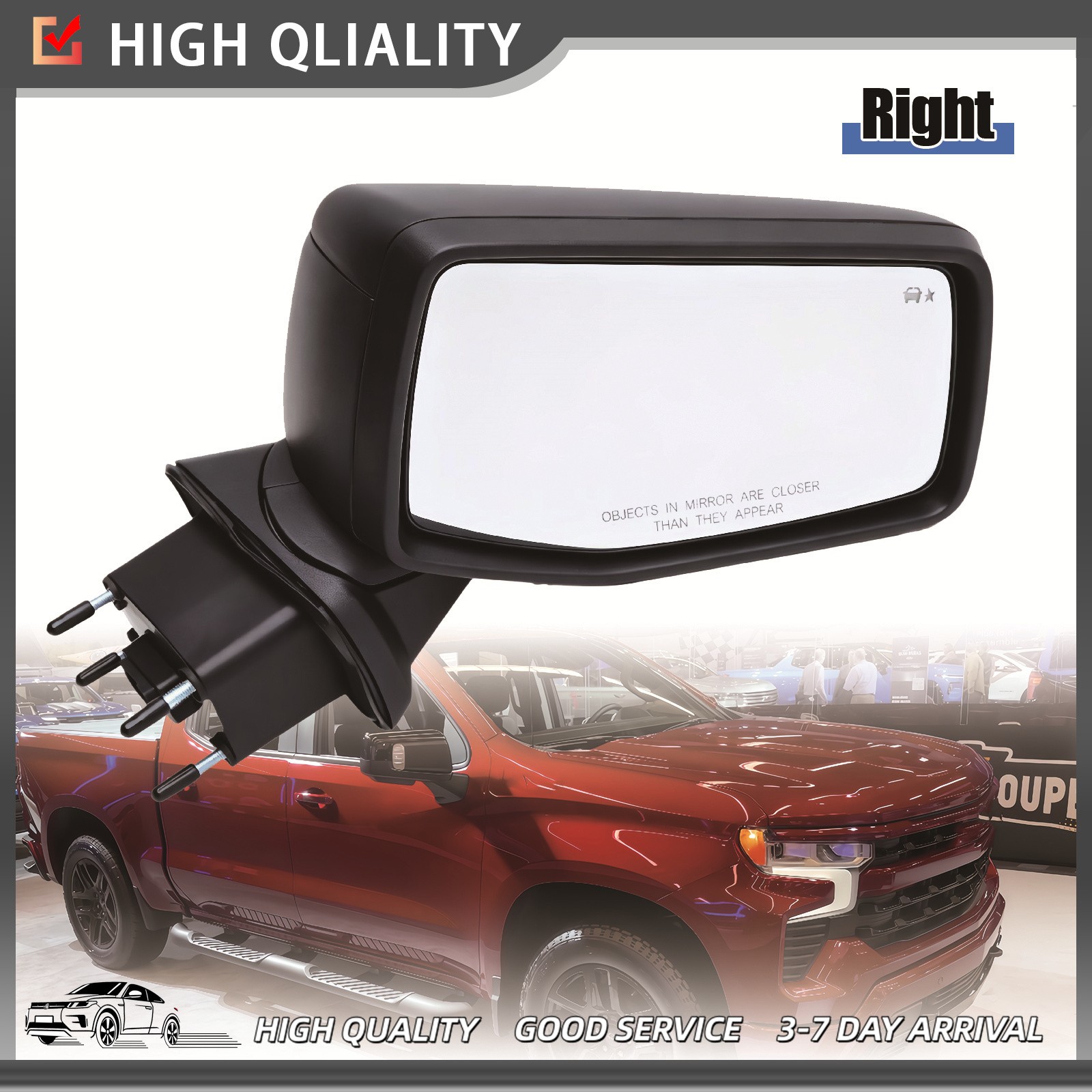 For 2019-25 Chevy Silverado 1500 3.0L 5.3L Right Mirror W/Camera W/BSD Heated US