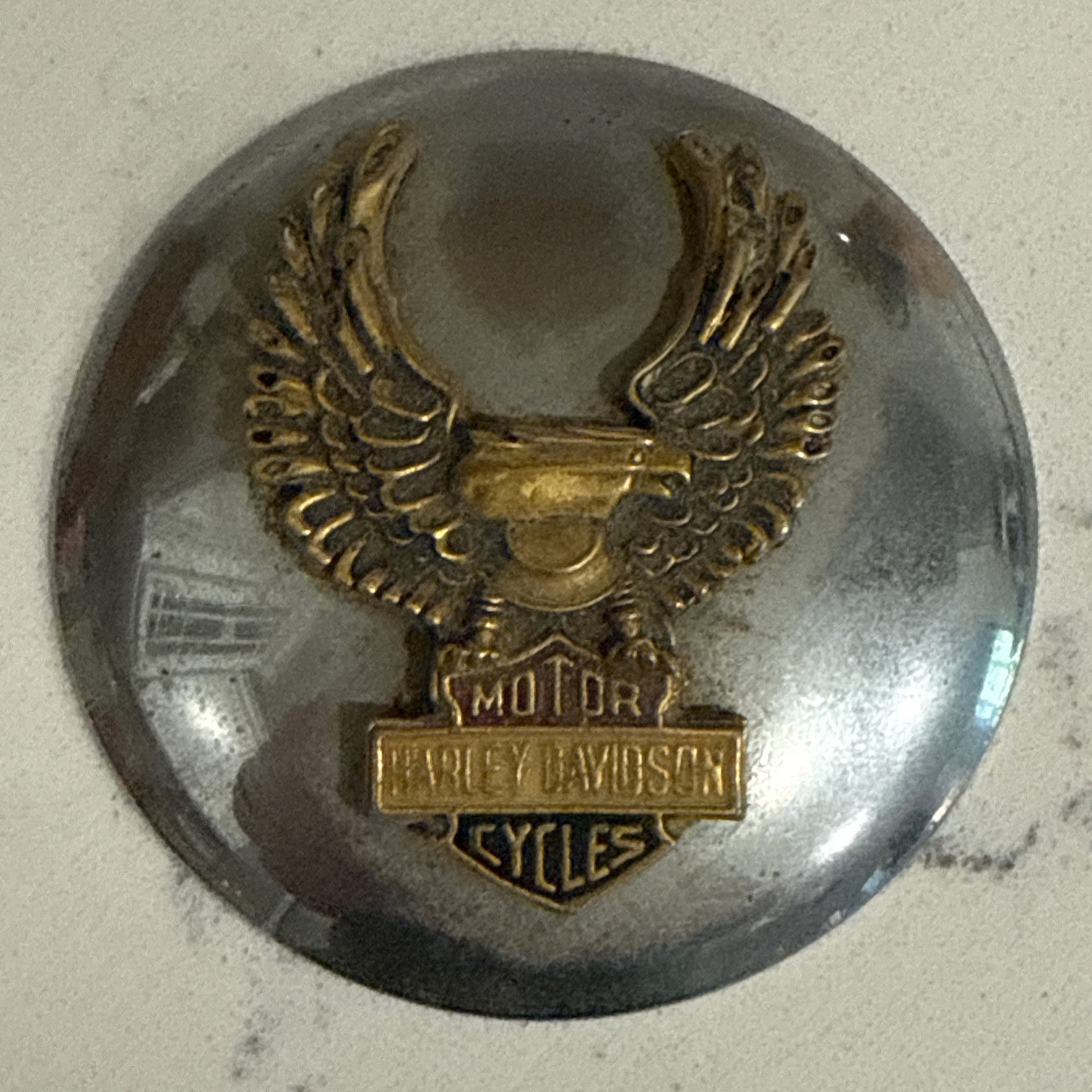 Vintage Original Harley Davidson Motorcycles Eagle Gas Cap Cover Red White Blue