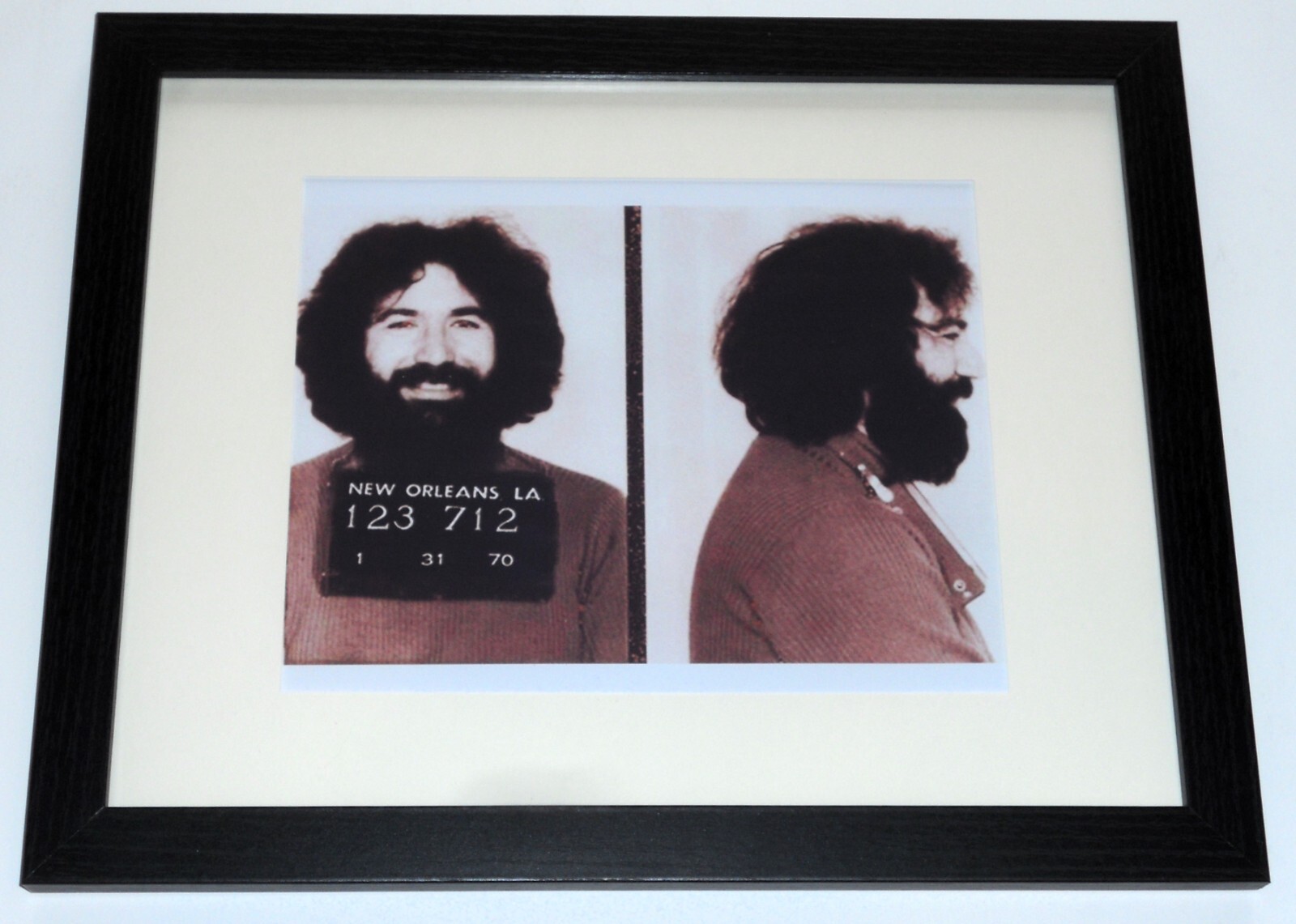 Framed Grateful Dead Jerry Garcia 1970 Mugshot 13\