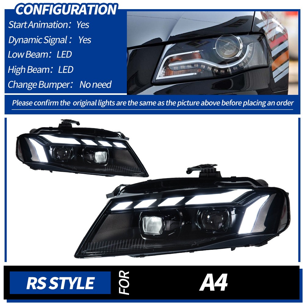 Upgrade LED Headlight Assembly For Audi A4 2008-2012 Sequential Turn Signal Pair Upgrade LED Headlight Assembly For Audi A4 2008-2012 Sequential Turn Signal Pair