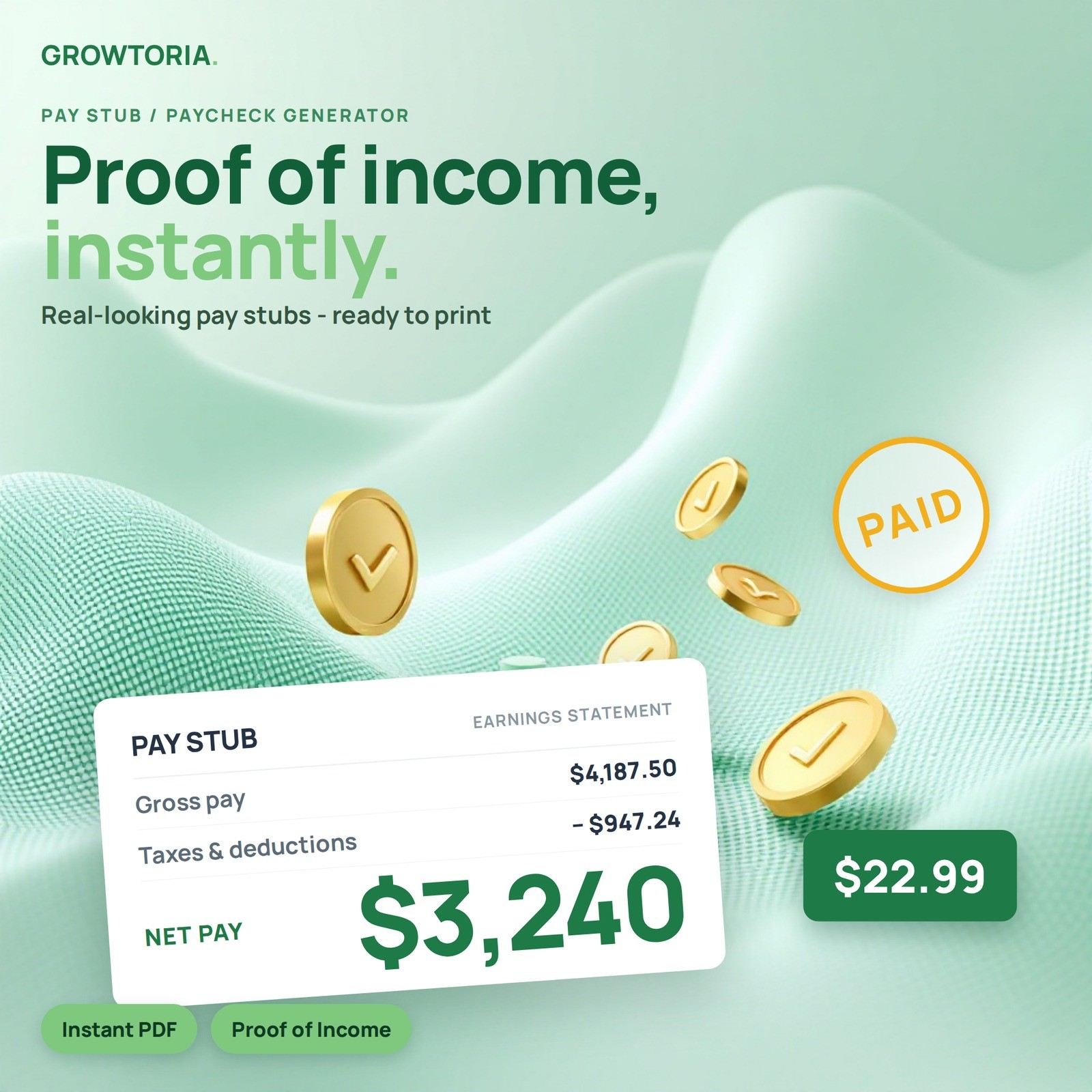 Pay Stub Generator Paycheck Maker Payslip Software Proof of Income Employer App