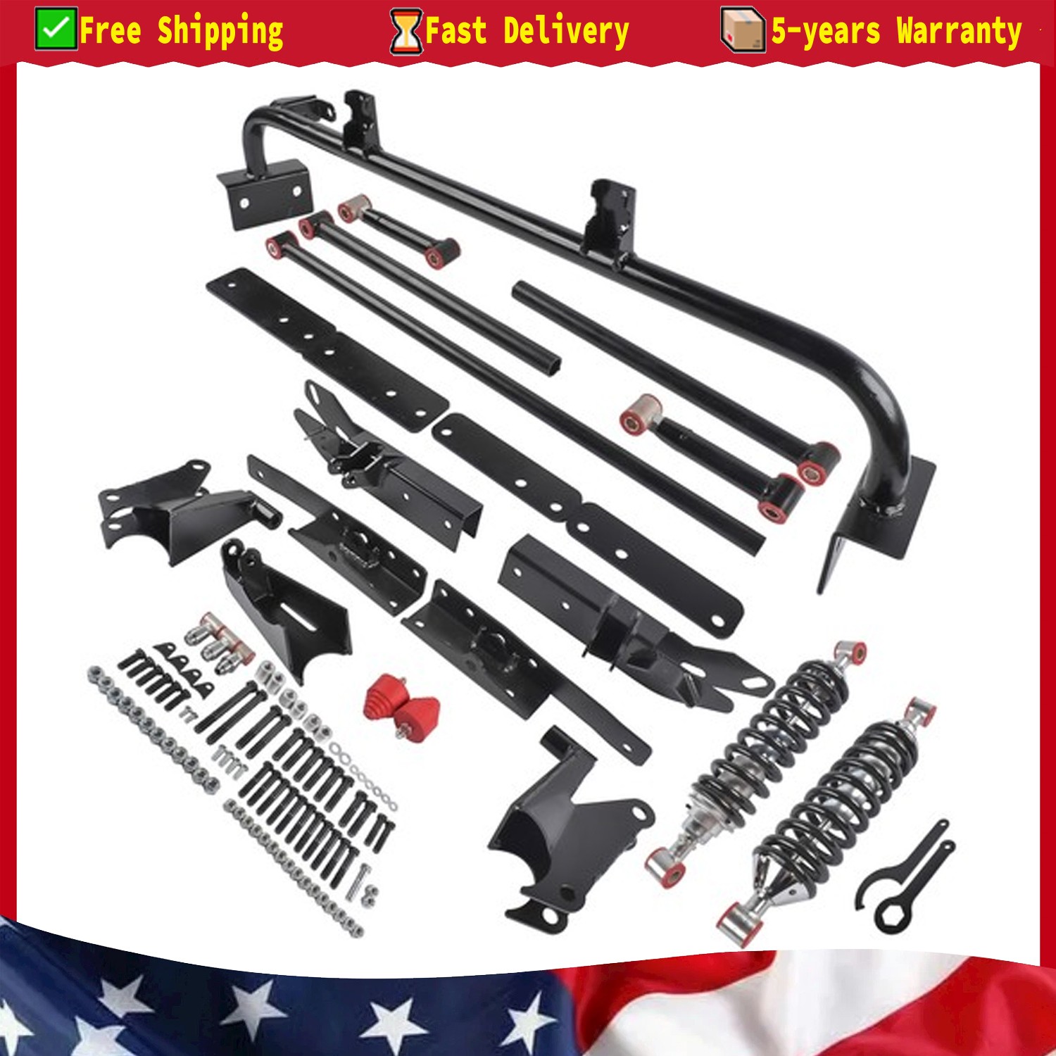 For 1967-69 Chevy Camaro SS Z28 Specific Adjustable Rear 4-Link Kit W/ Coilovers