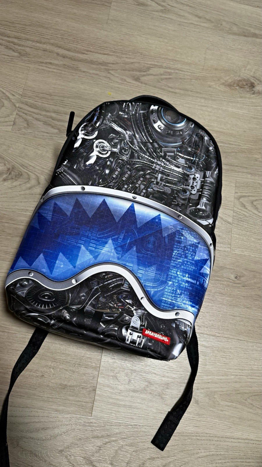 Sprayground Shark Graphic Backpack Black Blue Red Sprayground Shark Graphic Backpack Black Blue Red