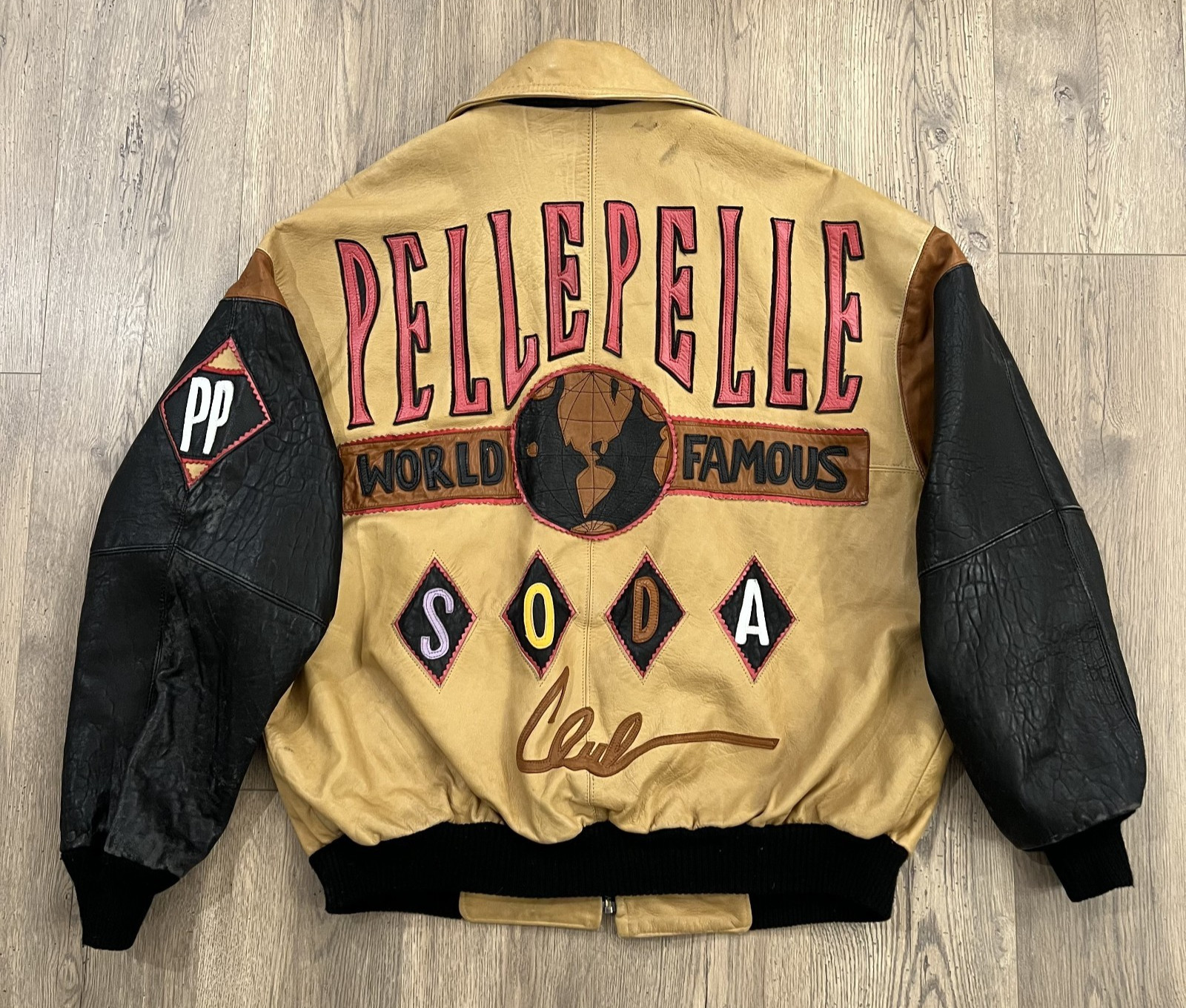 Vintage PELLE PELLE Soda Club Leather Jacket XL Hip Hop 90\'s Marc Buchanan Rap