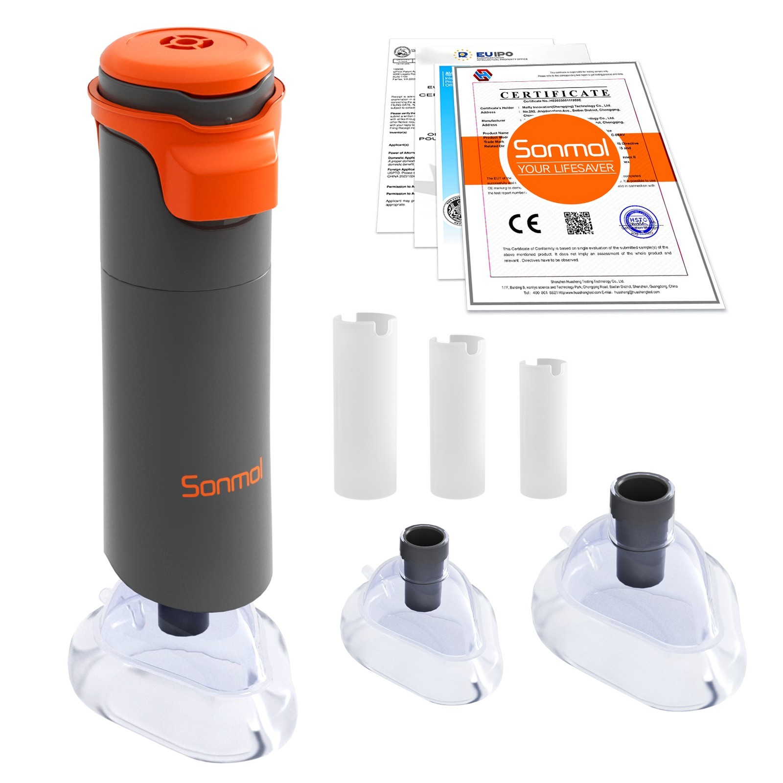 Sonmol Portable First Aid Kit with 3 Masks | Lightweight | 33 kPa Suction