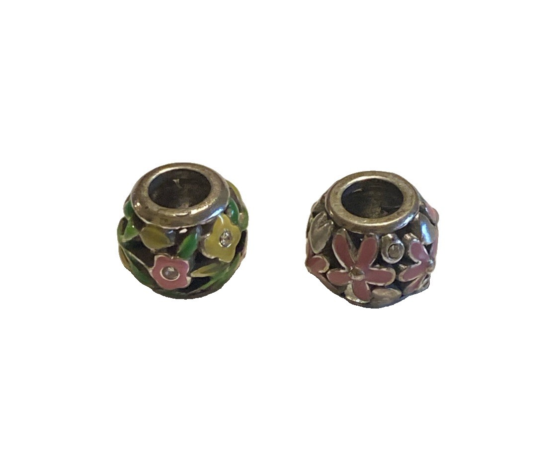 BRIGHTON Enamel Flower Barrel Charms - Set of 2 BRIGHTON Enamel Flower Barrel Charms - Set of 2