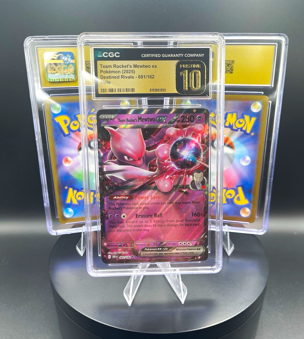 Pokemon TCG CGC Pristine 10 Team Rocket\'s Mewtwo ex Holo 081/182 EN 2025 Pokemon TCG CGC Pristine 10 Team Rocket\'s Mewtwo ex Holo 081/182 EN 2025
