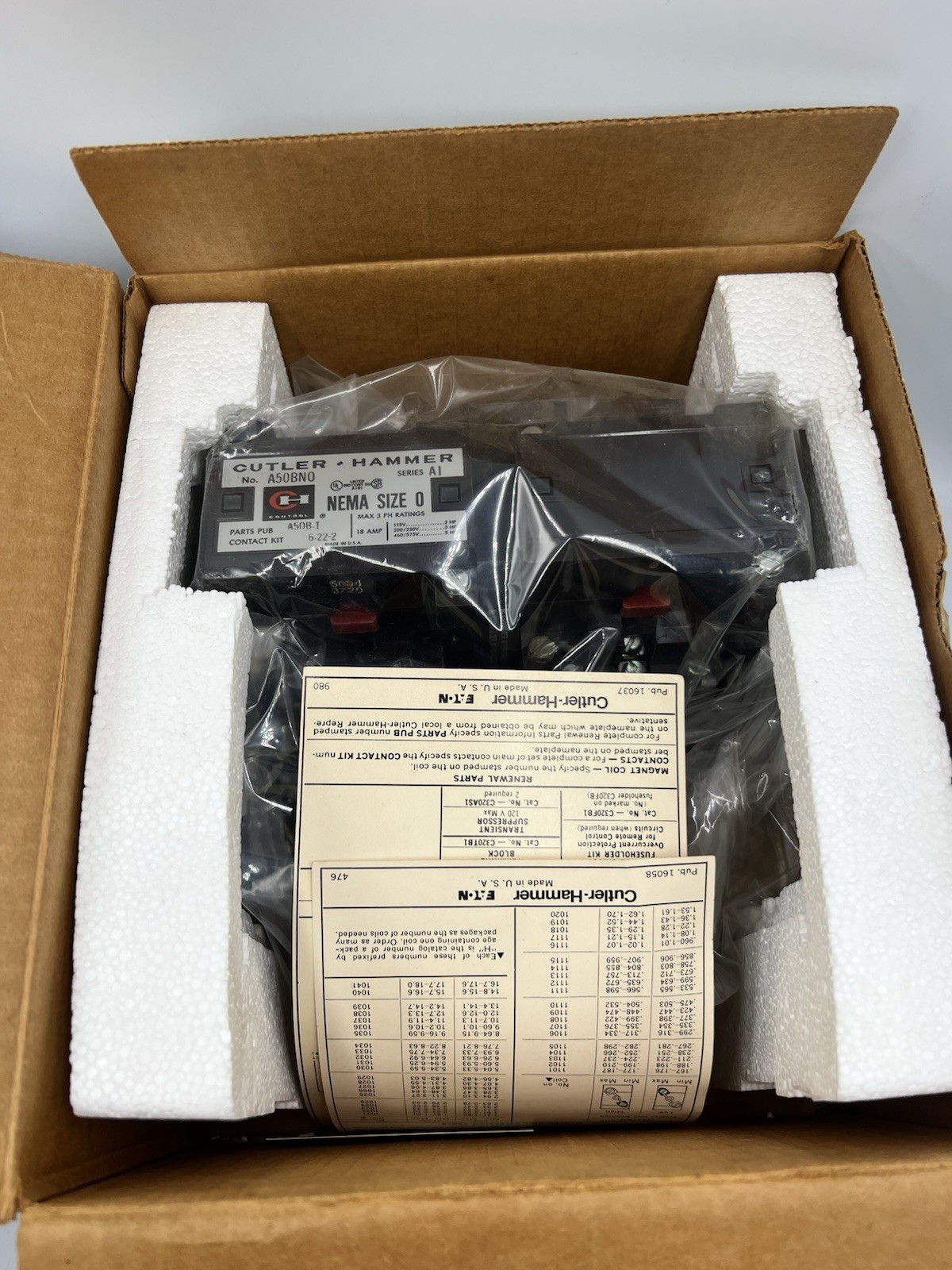 New NOS Cutler Hammer A50BN0 SER. A1 NEMA SIZE 0 Reversing Starter 5200303010 New NOS Cutler Hammer A50BN0 SER. A1 NEMA SIZE 0 Reversing Starter 5200303010