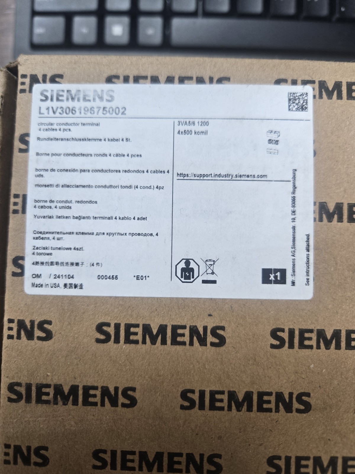 L1V30619675002 SIEMENS LUG KIT NEW IN BOX (1 AVAILABLE) L1V30619675002 SIEMENS LUG KIT NEW IN BOX (1 AVAILABLE)
