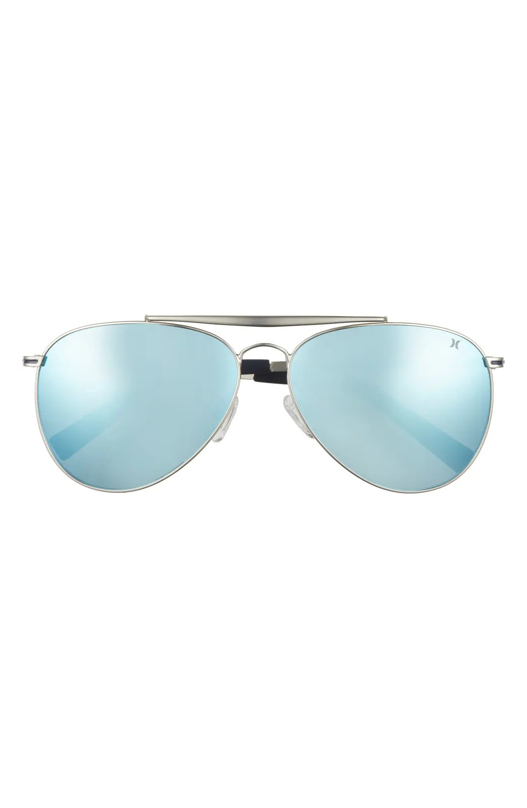 New Hurley Men\'s Sunglasses Shorebreak 60mm Polarized Aviator Silver Smoke New Hurley Men\'s Sunglasses Shorebreak 60mm Polarized Aviator Silver Smoke