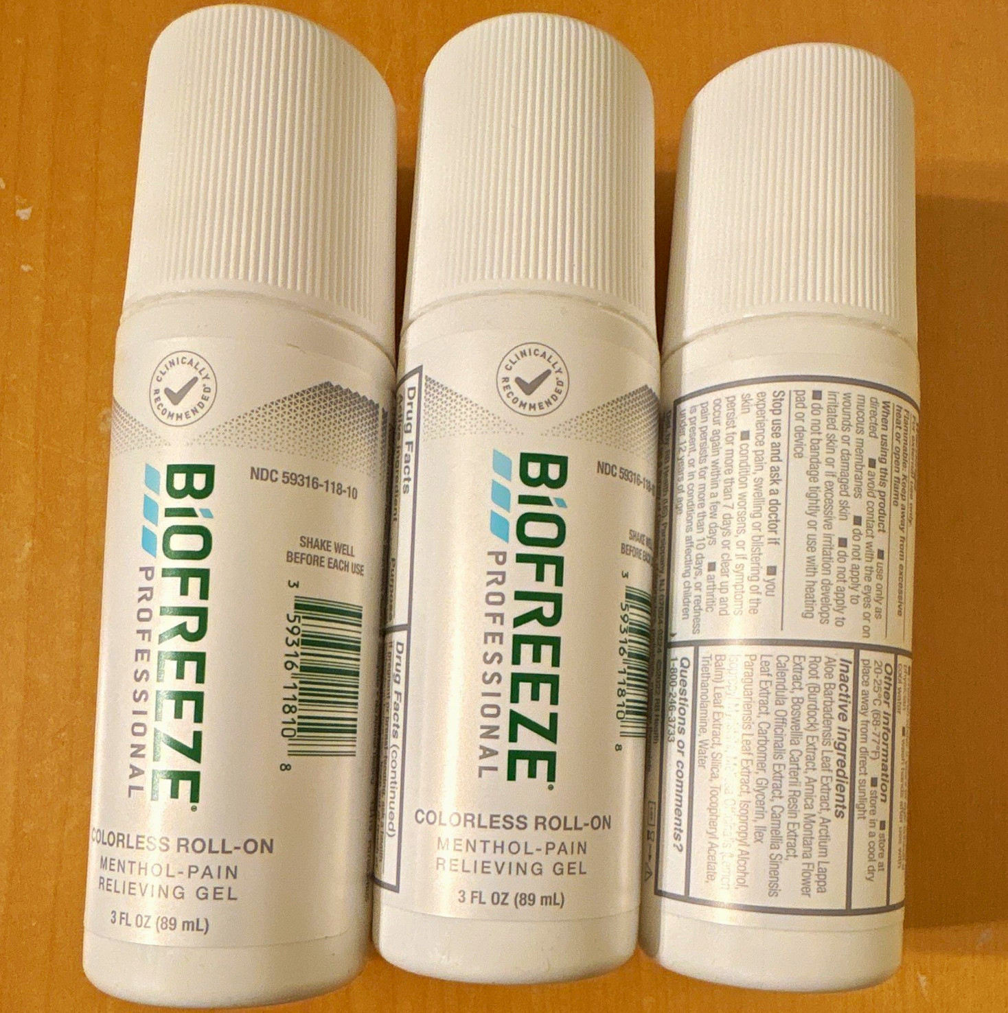 Biofreeze Professional Colorless Menthol 4% Roll-On Gel 3 fl oz (Qty 3)