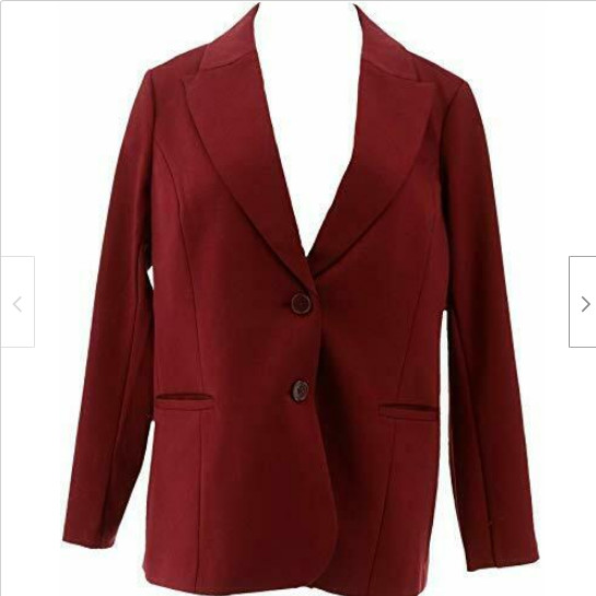 DG2 Diane Gilman Ponte Knit Boyfriend Blazer Burgundy[ 3X]