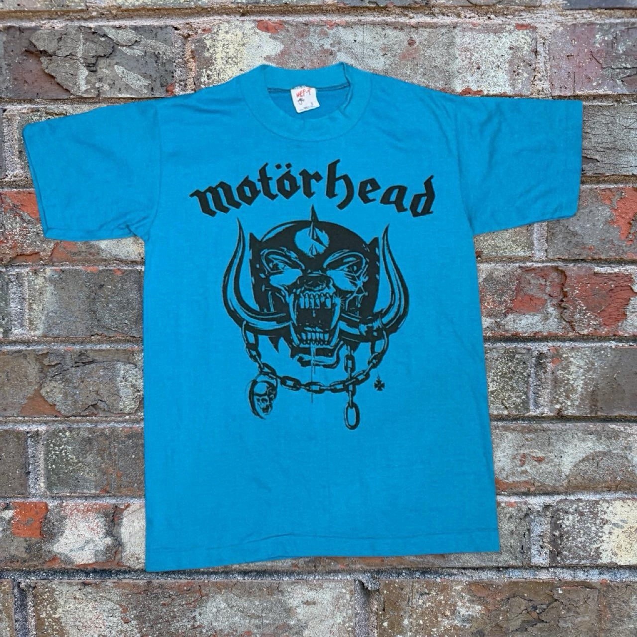 Rare Vintage single stitch HEF-T Tee Jays Motörhead blue Graphic T-Shirt Size S Rare Vintage single stitch HEF-T Tee Jays Motörhead blue Graphic T-Shirt Size S