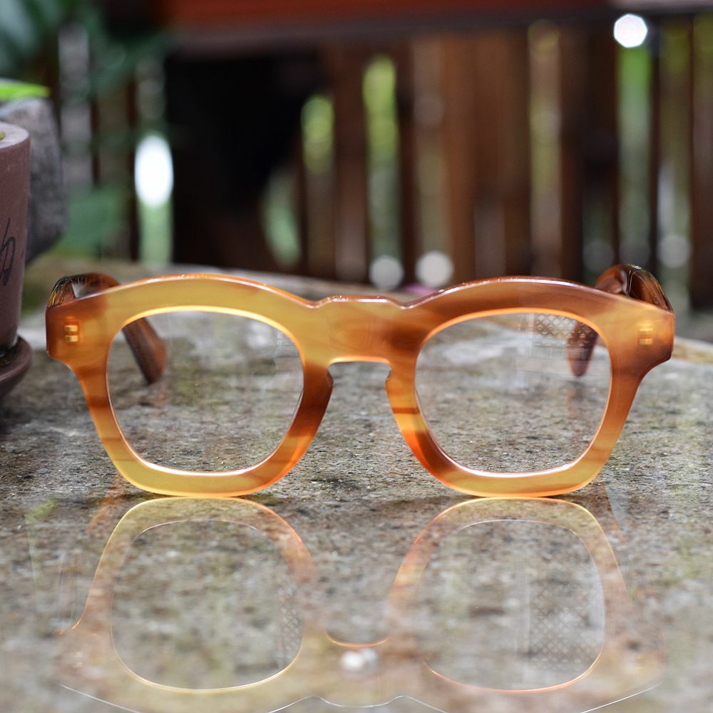 Vintage blonde acetate eyeglasses men\'s golden glasses women\'s retro eyewear