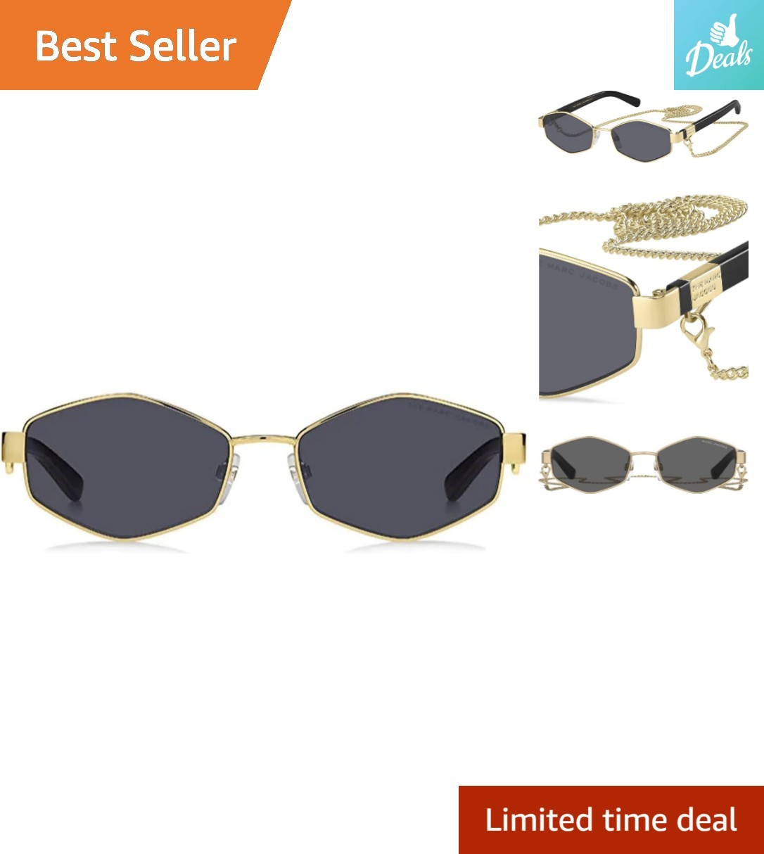 Fashion-Forward Gold Frame Women\'s Sunglasses with Grey Lenses - Light & Stylish