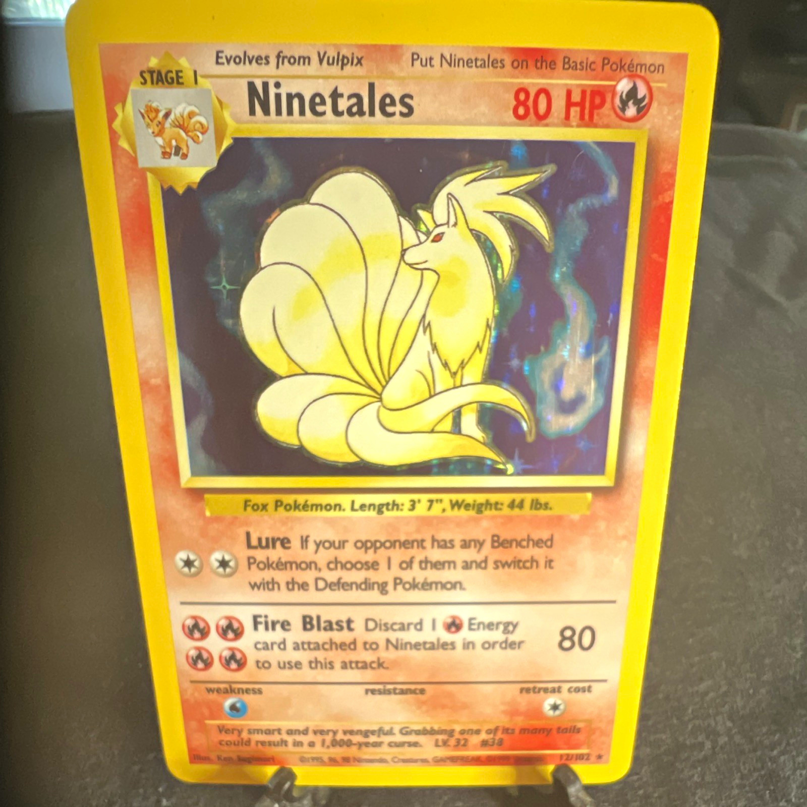 Wizards of the Coast Ninetales Base Set Holo Rare #12/102 HP80 1999 English