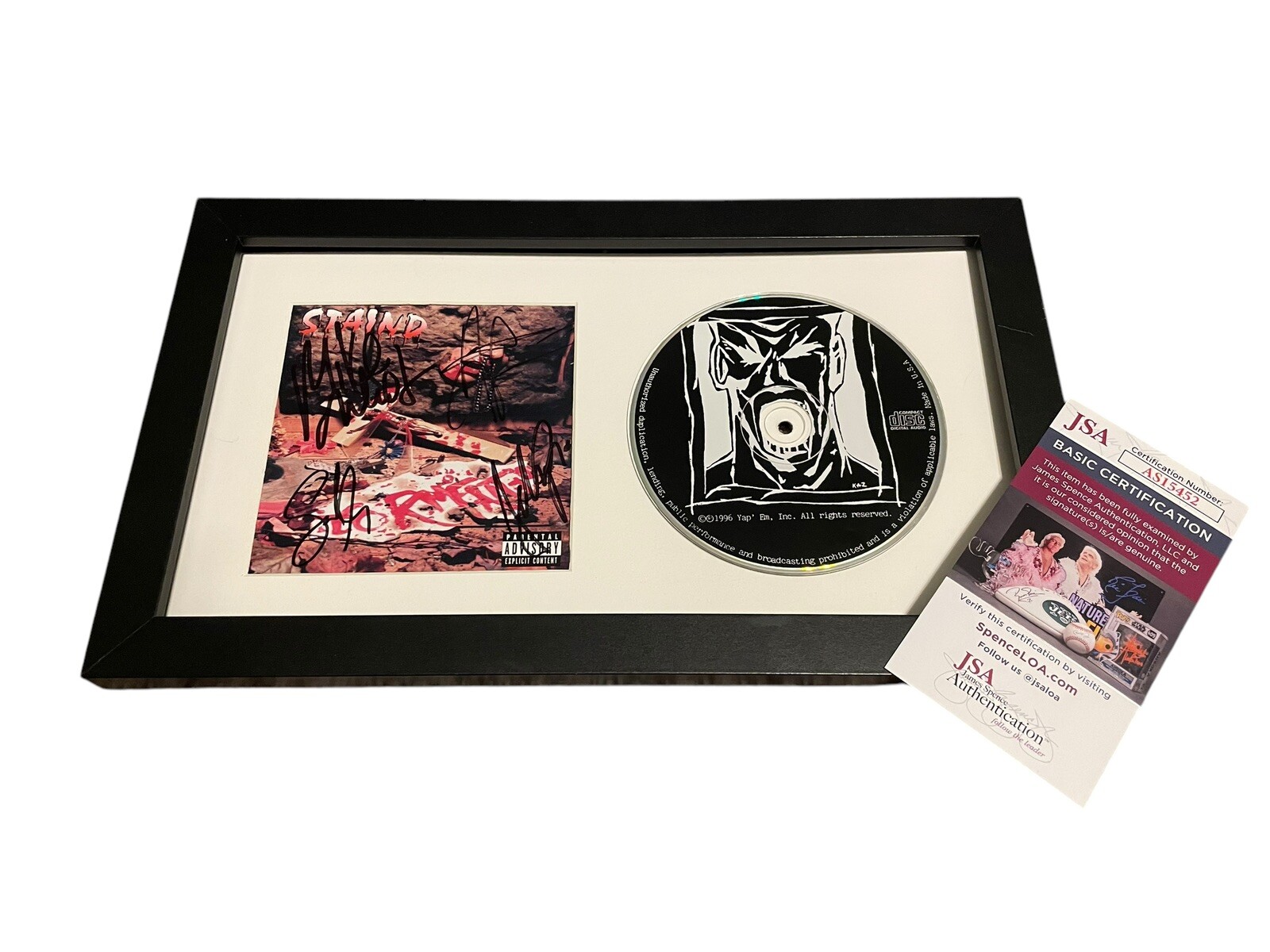 STAIND SIGNED AUTOGRAPH TORMENTED FRAMED & MATTED CD AARON LEWIS +3 JSA COA RARE