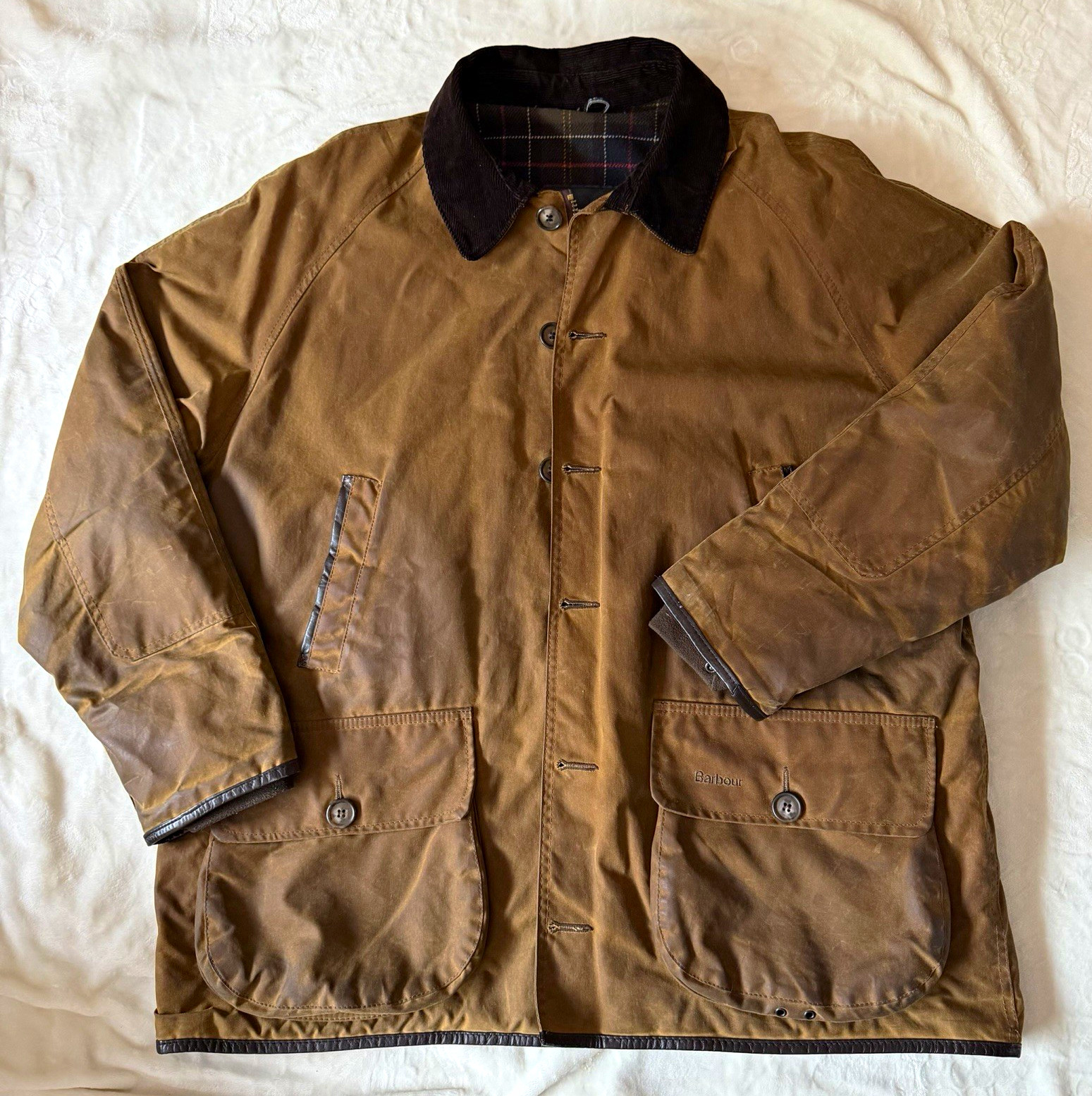 Barbour Beauchamp Waxed Cotton Jacket Brown Men’s 48in Full Zip A186