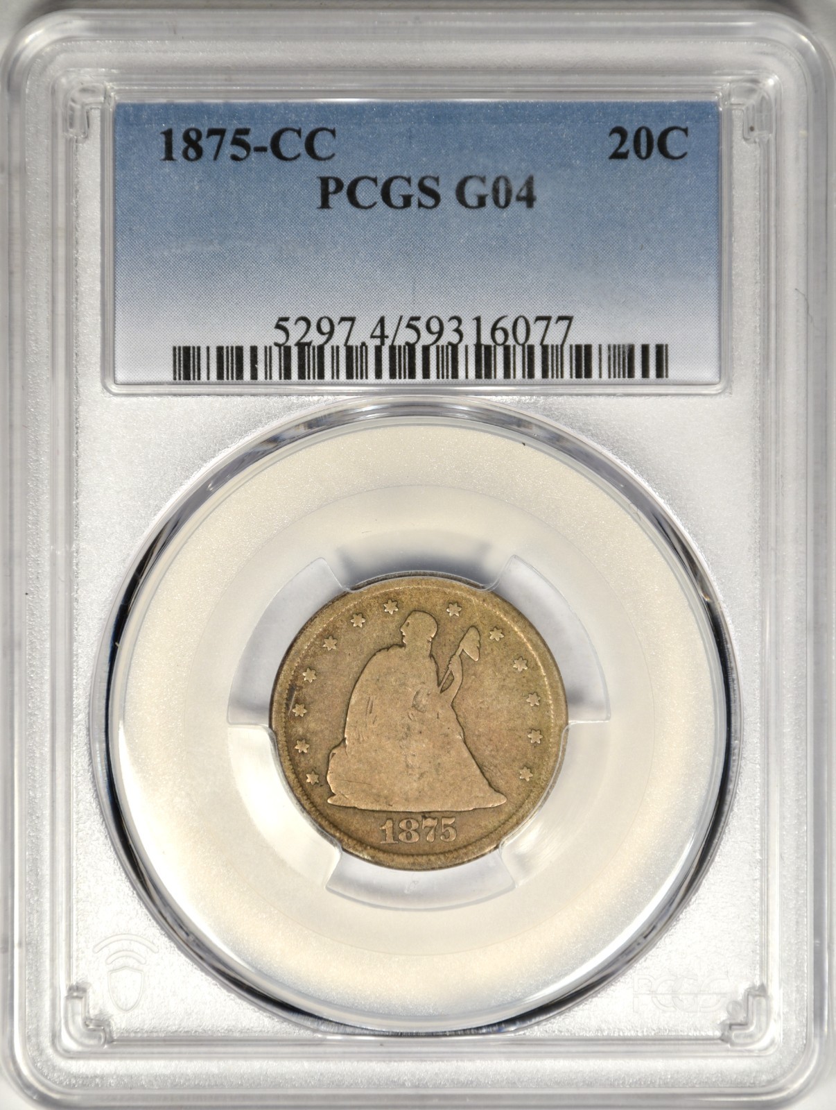 1875-CC TWENTY CENT ~ PCGS G04 ~ PROBLEM FREE 20 CENT