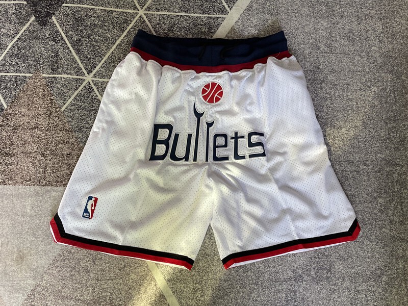 New Washington Wizards Men White Pockets stitched Shorts Size US