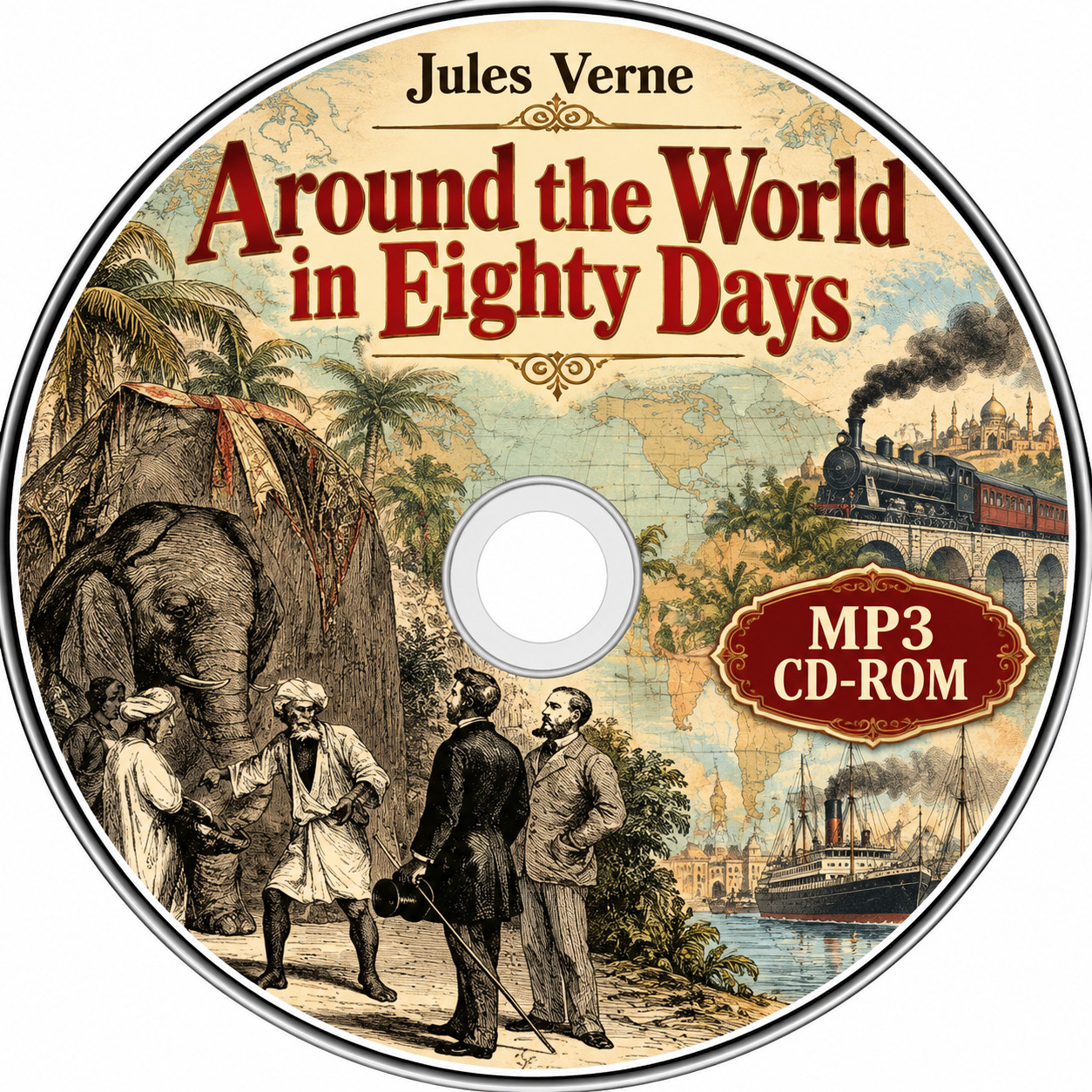 Around the World in Eighty Days Audiobook by Jules Verne on 1 MP3 CD-ROM