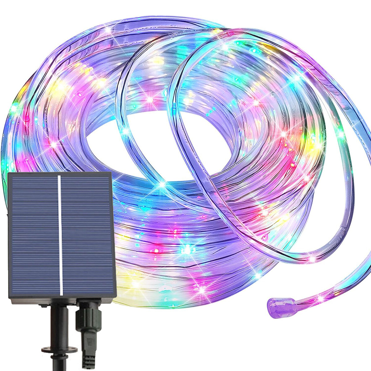 33/65.621ft Solar Colorful 8-Mode LED Outdoor Waterproof Rope Chritstmas Light