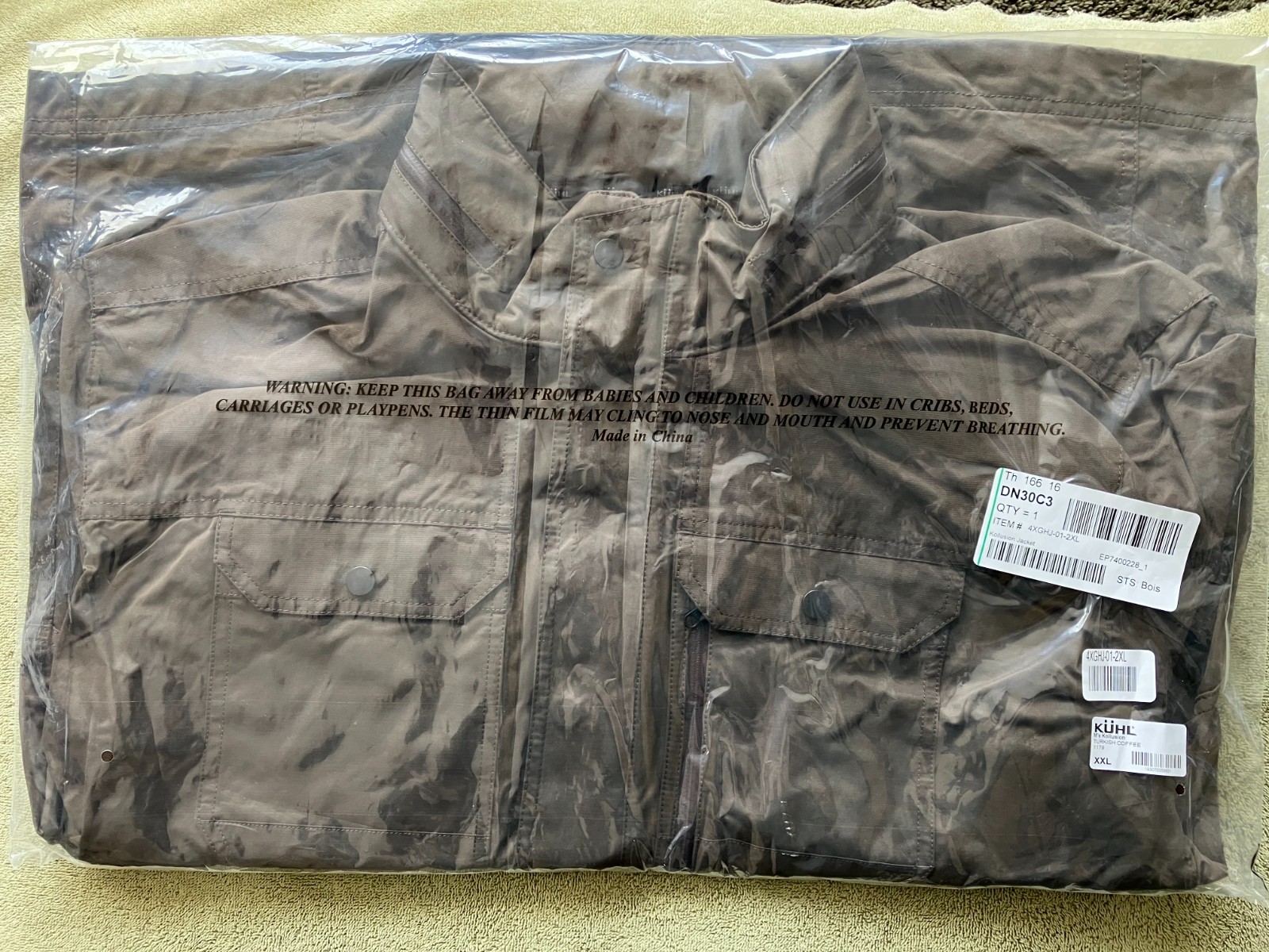 NWT Kuhl Mens Kollusion Jacket Turkish Coffee XXL Waxed Water Resistant Coat